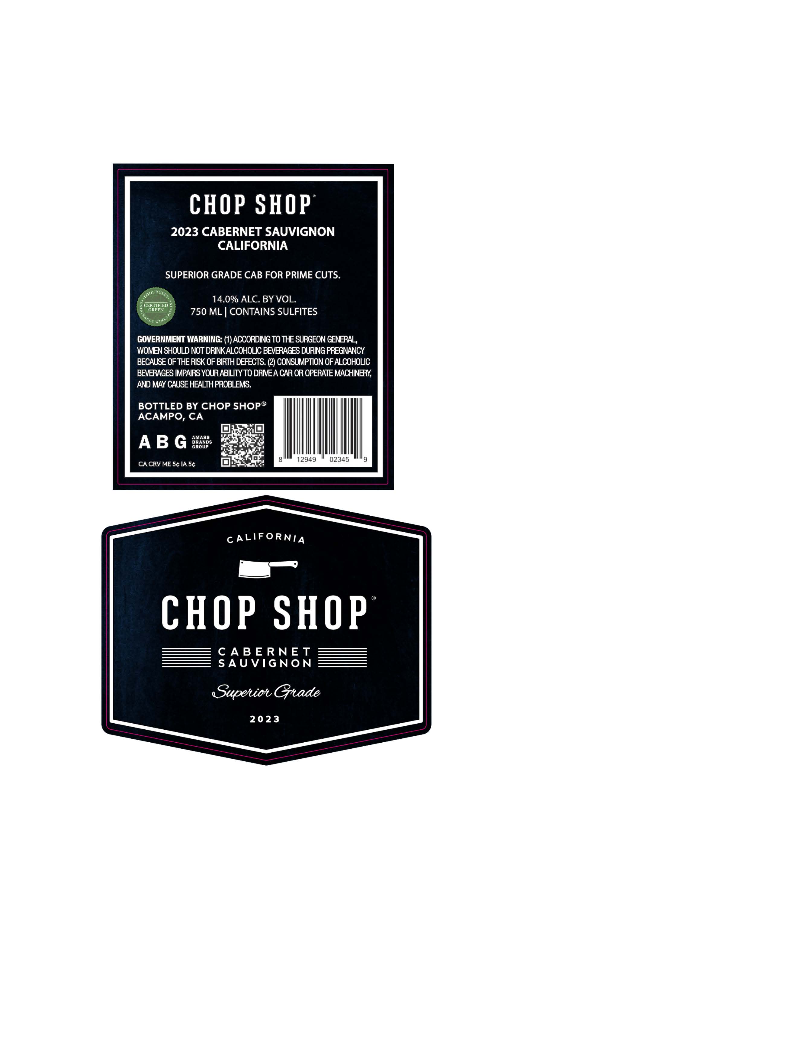 TABC label artwork for 2023 Chop Shop - Cabernet Sauvignon - California -