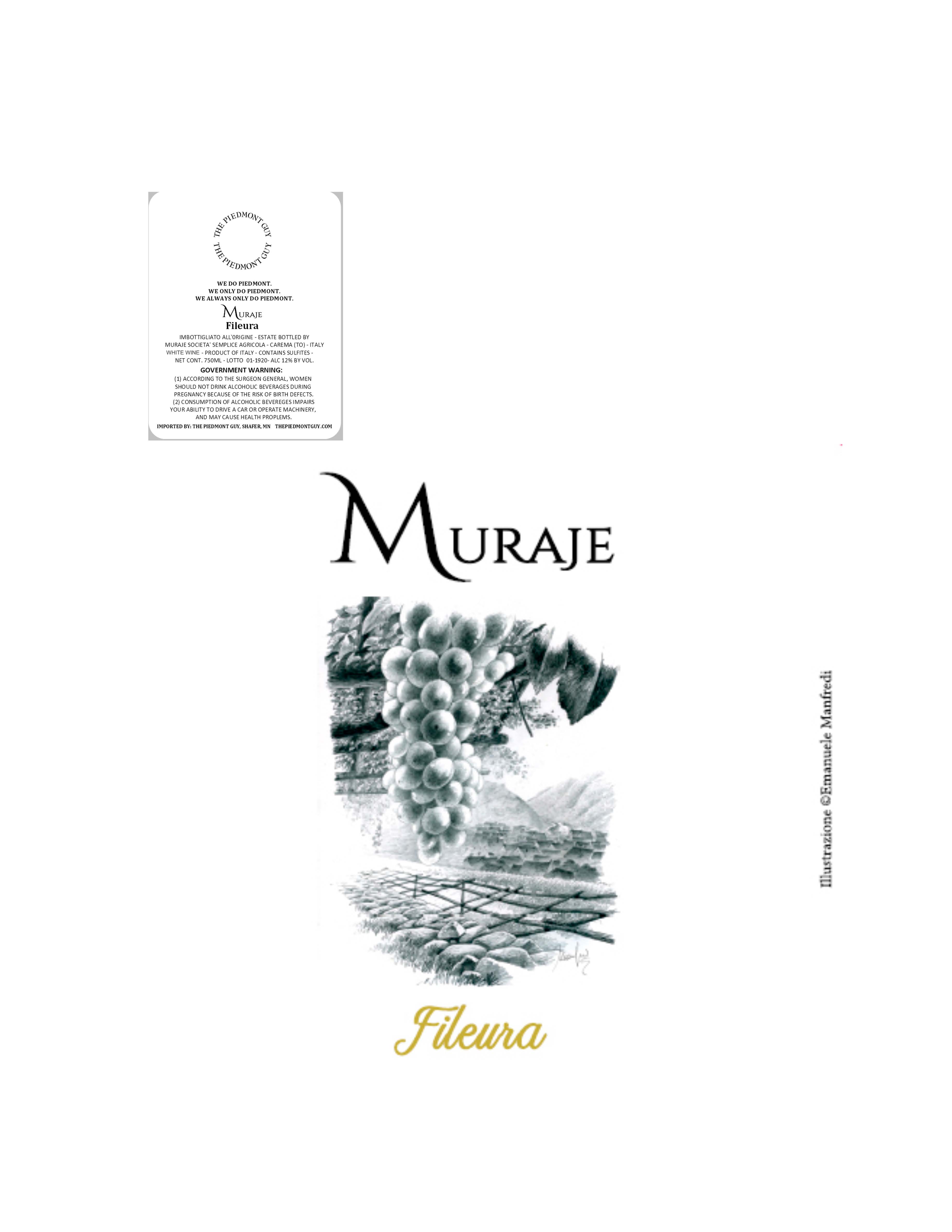 TABC label artwork for Muraje "Fileura" Vino Bianco