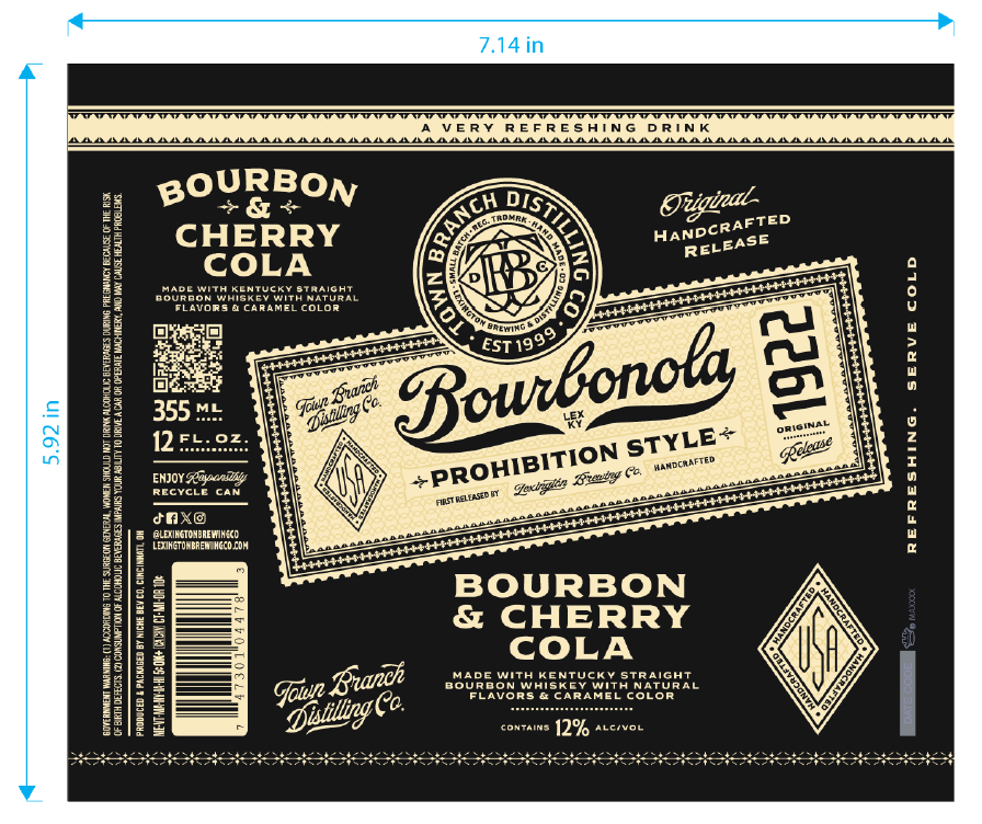 TABC label artwork for Bourbonola Prohibition Style