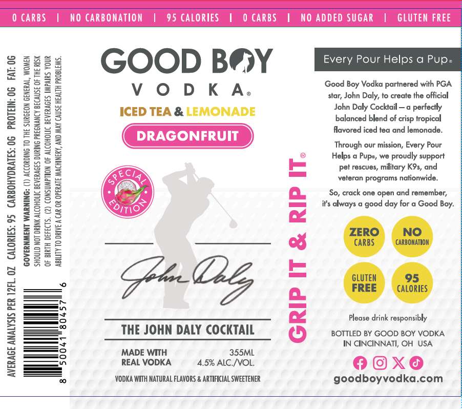 TABC label artwork for Paradise Pack - Dragonfruit Iced Tea Lemonade