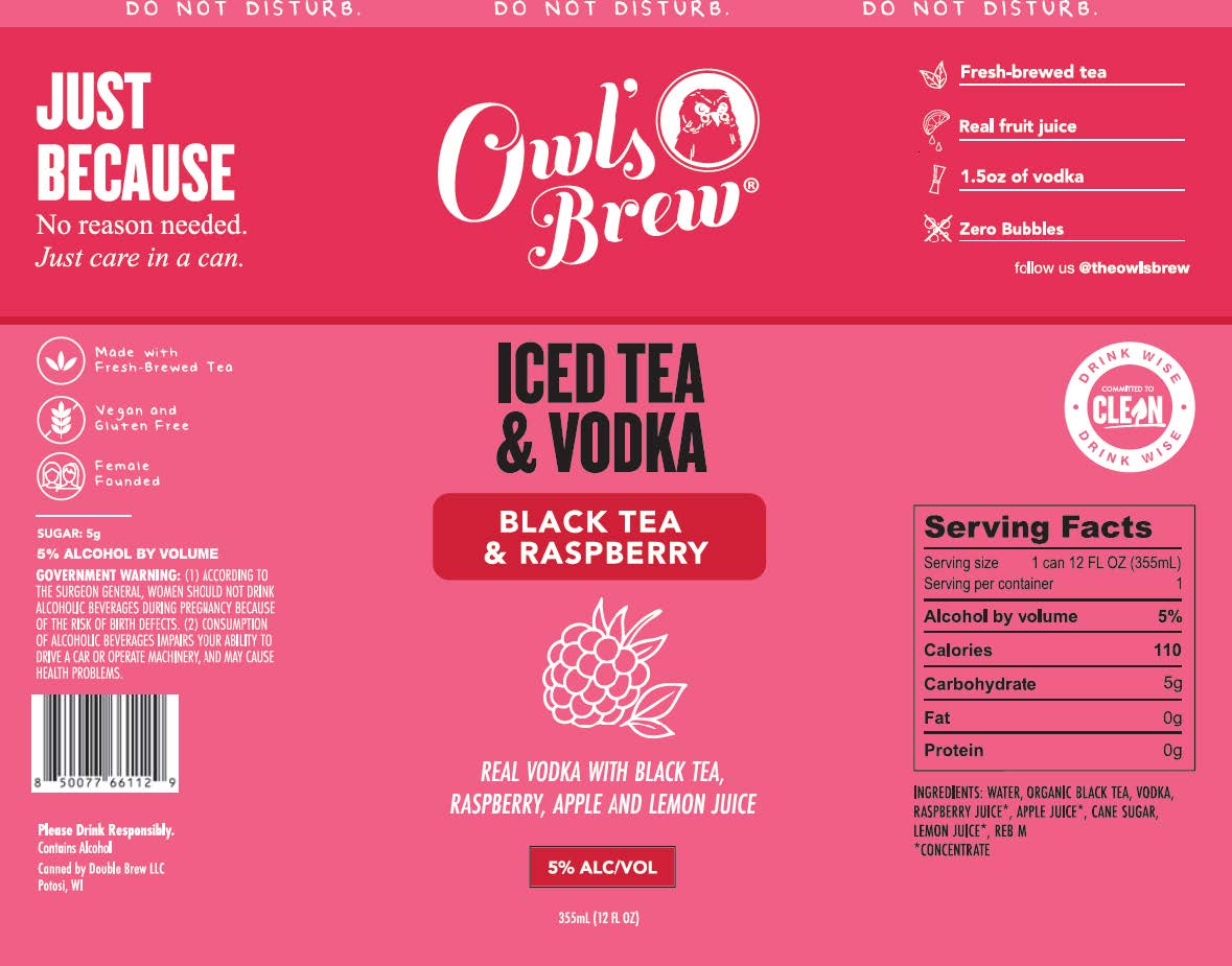 TABC label artwork for Owl's Brew Black Tea & Raspberry