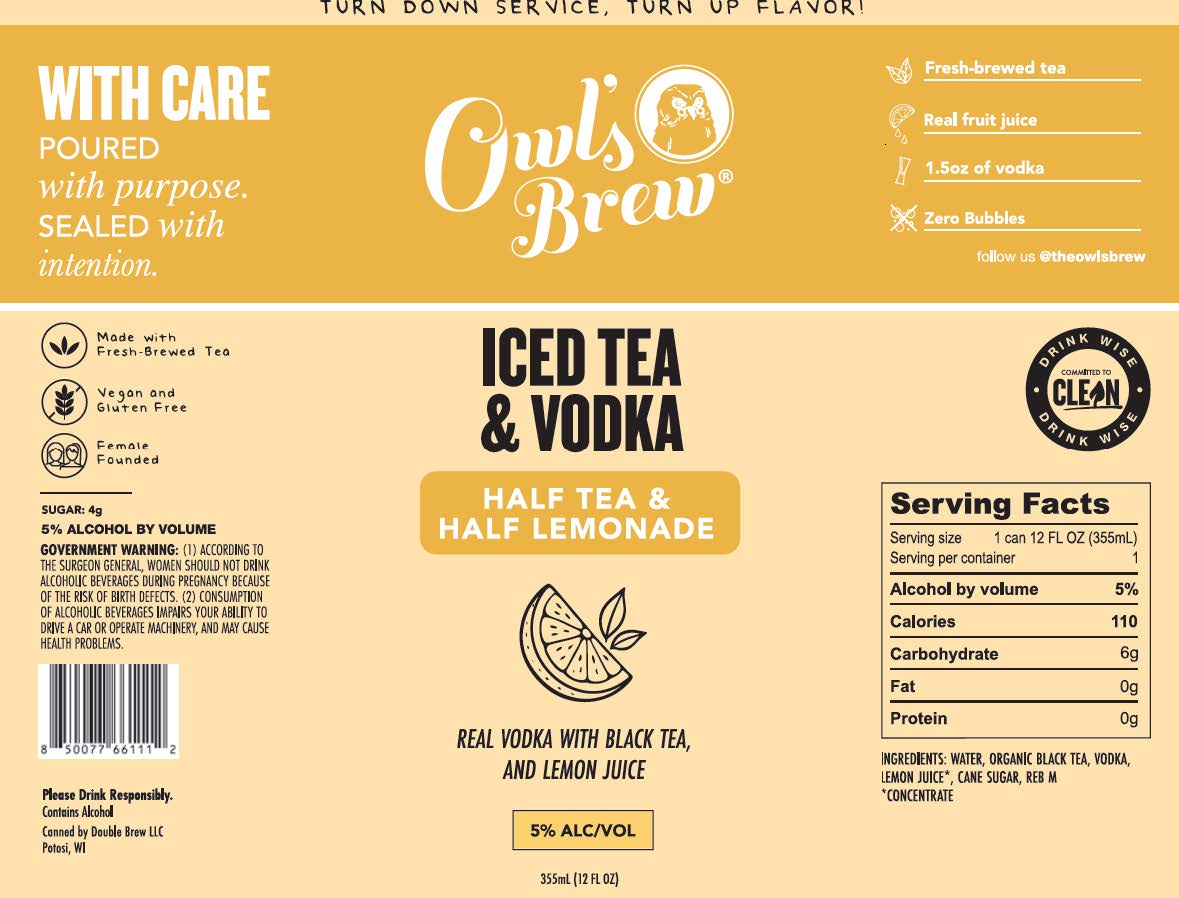 TABC label artwork for Owl's Brew Half Tea & Half Lemonade