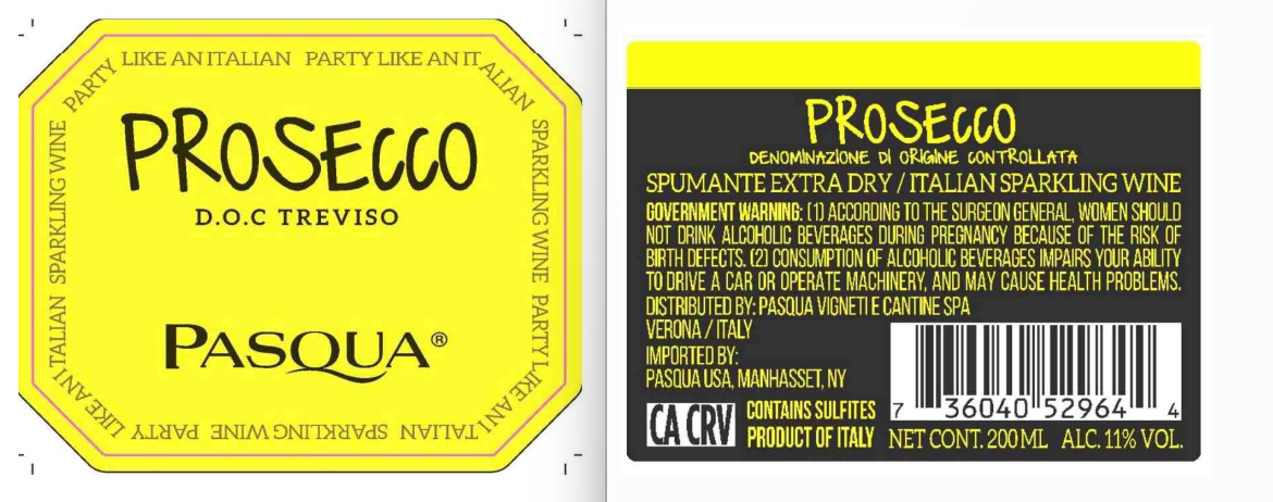 TABC label artwork for Pasqua Spumante Extra Dry