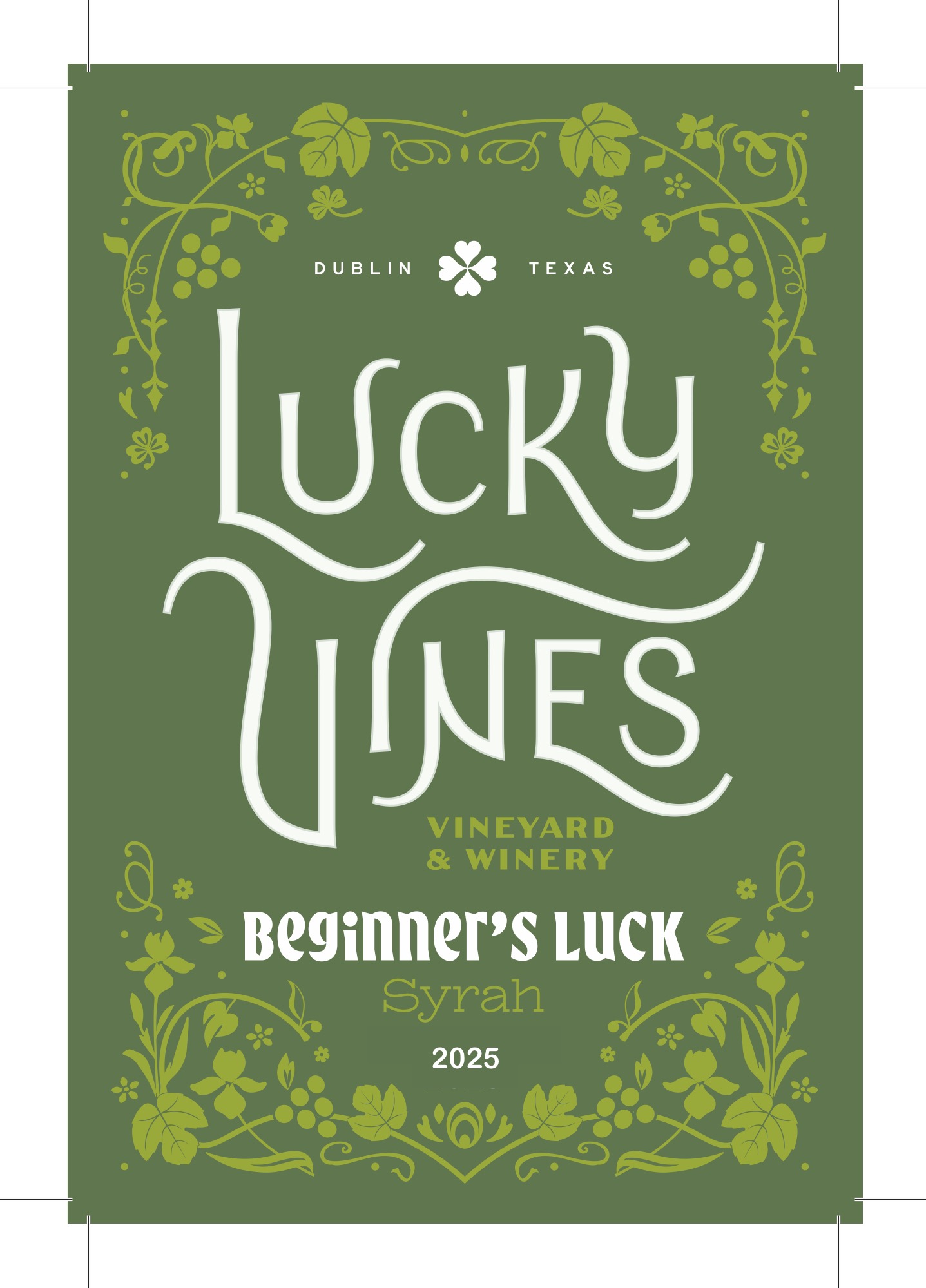 TABC label artwork for Beginner's Luck, Syrah