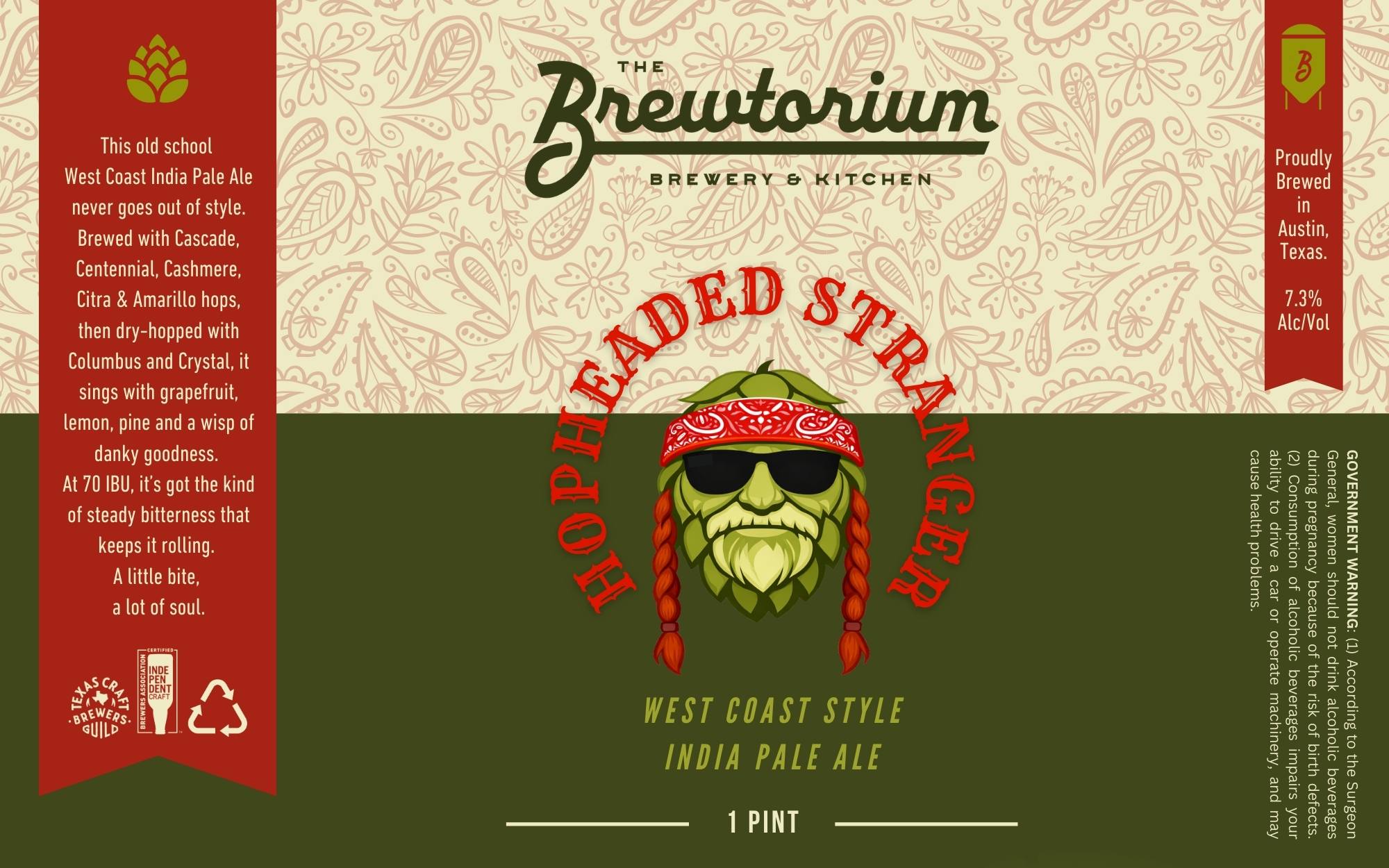 TABC label artwork for Hopheaded Stranger
