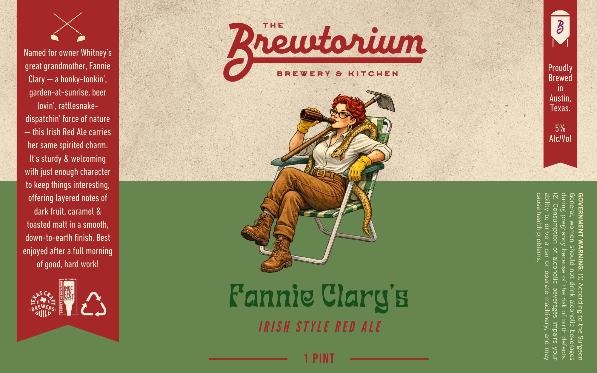 TABC label artwork for Fannie Clary's Irish Red