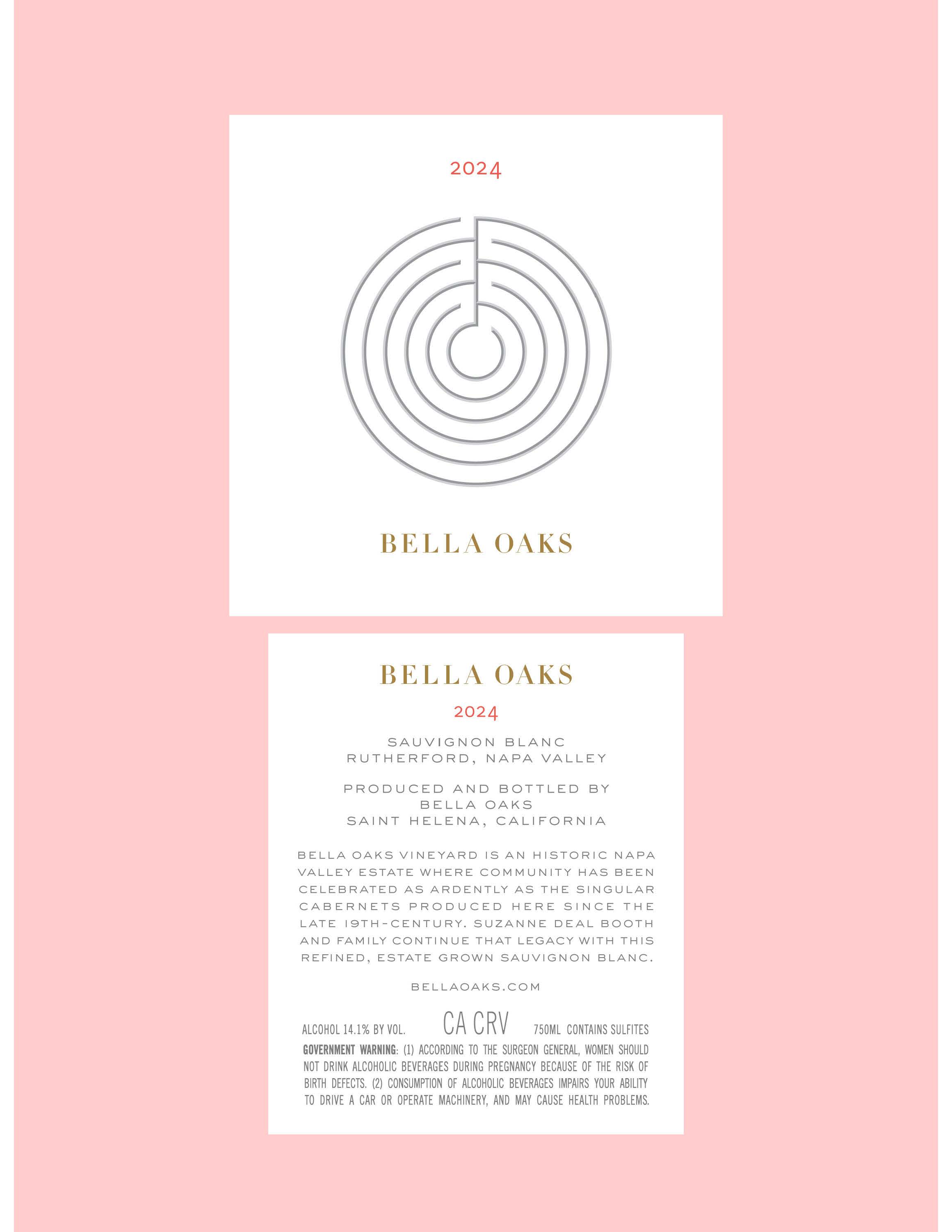 TABC label artwork for BELLA OAKS SAUVIGNON BLANC RUTHERFORD, NAPA VALLEY