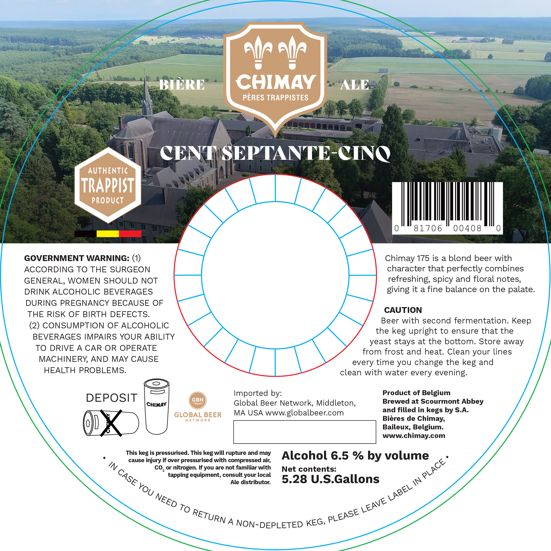TABC label artwork for CHIMAY CENT SEPTANTE-CINQ