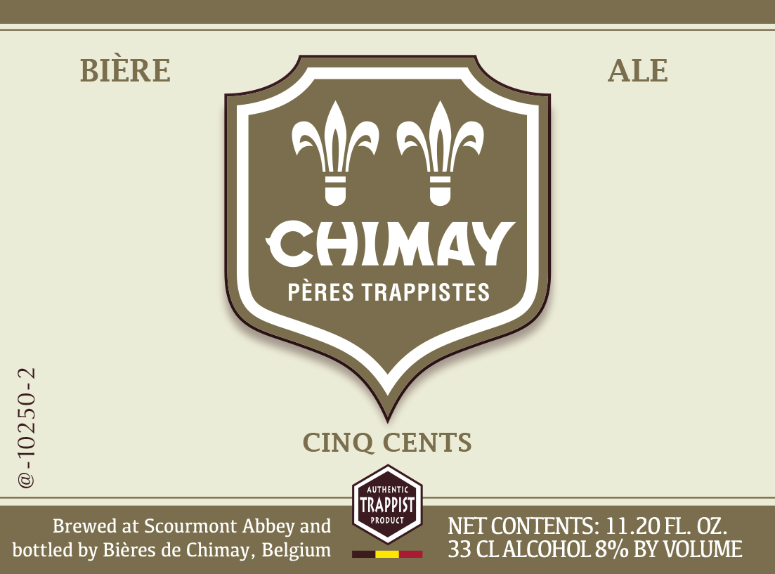 TABC label artwork for CHIMAY CINQ CENTS