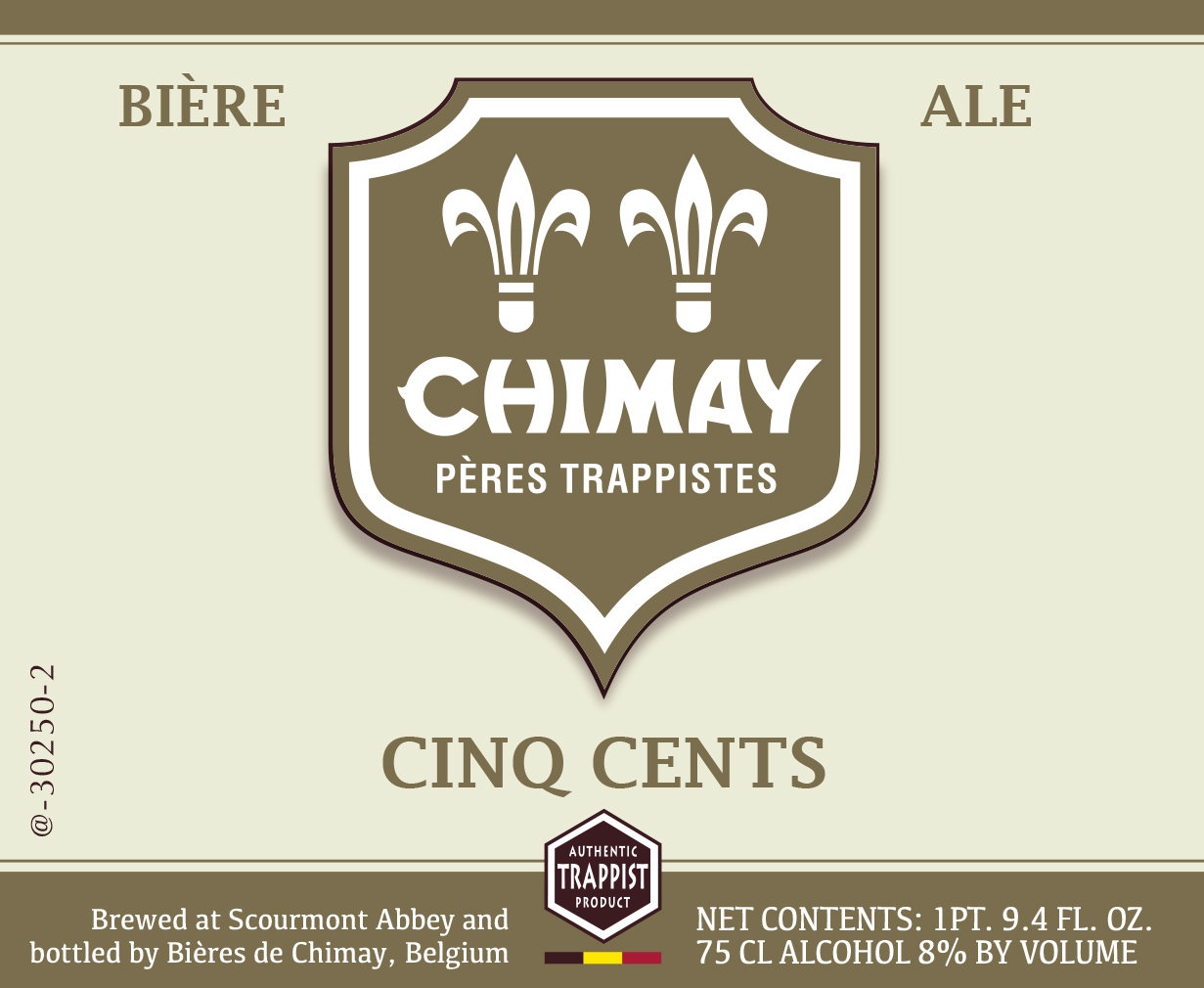 TABC label artwork for CHIMAY CINQ CENTS