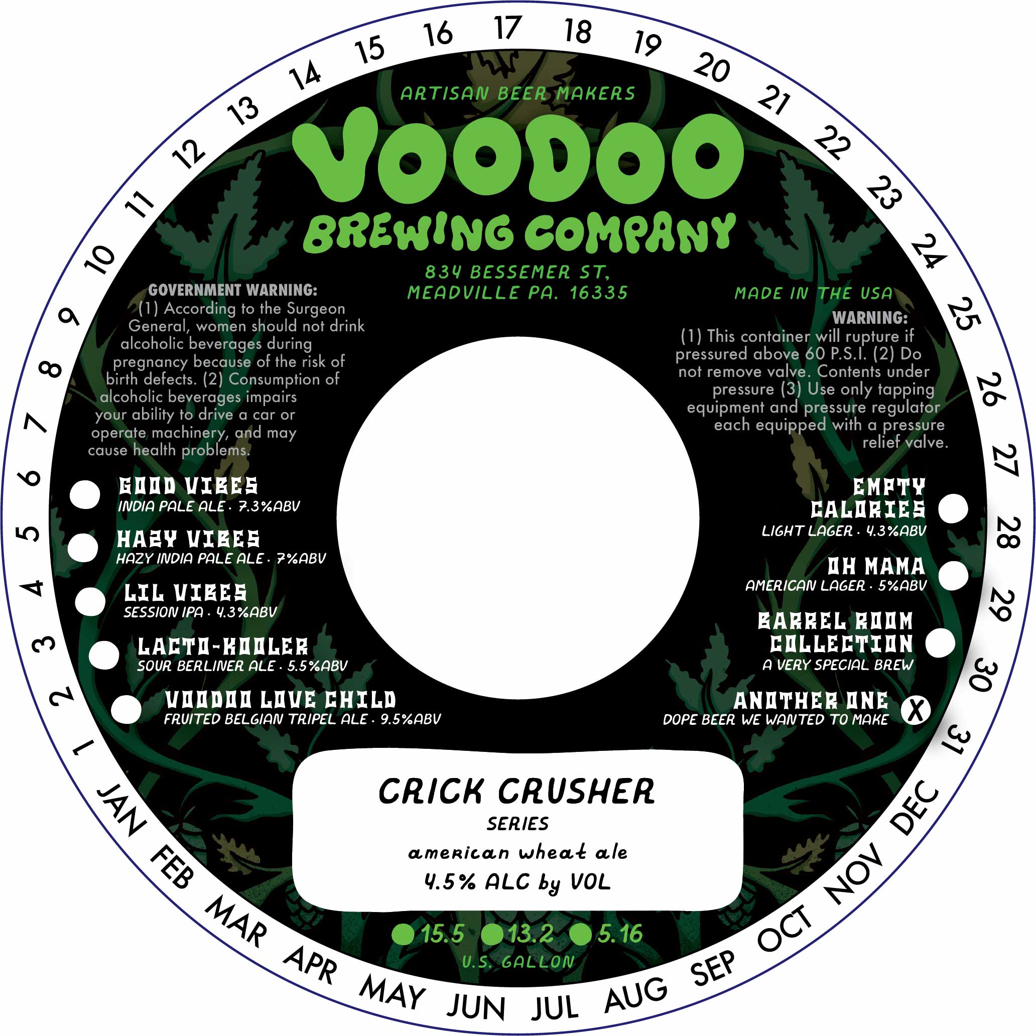 TABC label artwork for Crick Crusher - American Wheat Ale