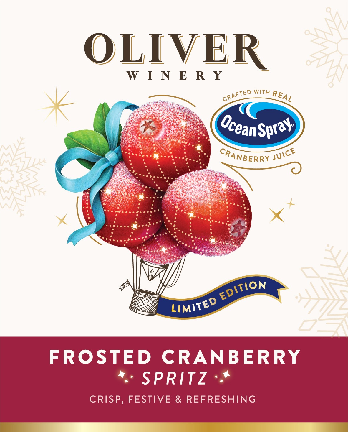 TABC label artwork for Oliver Winery Frosted Cranberry Spritz
