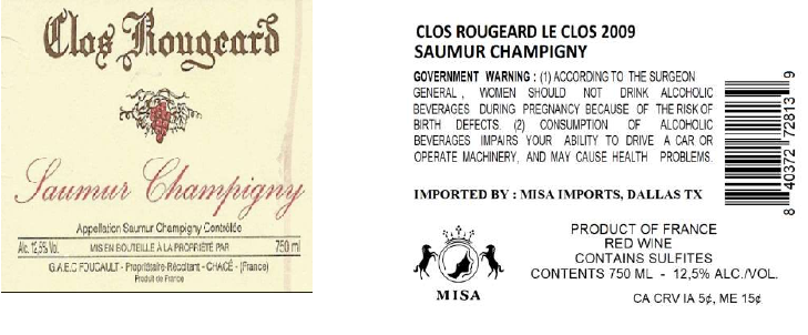 TABC label artwork for CLOS ROUGEARD LE CLOS