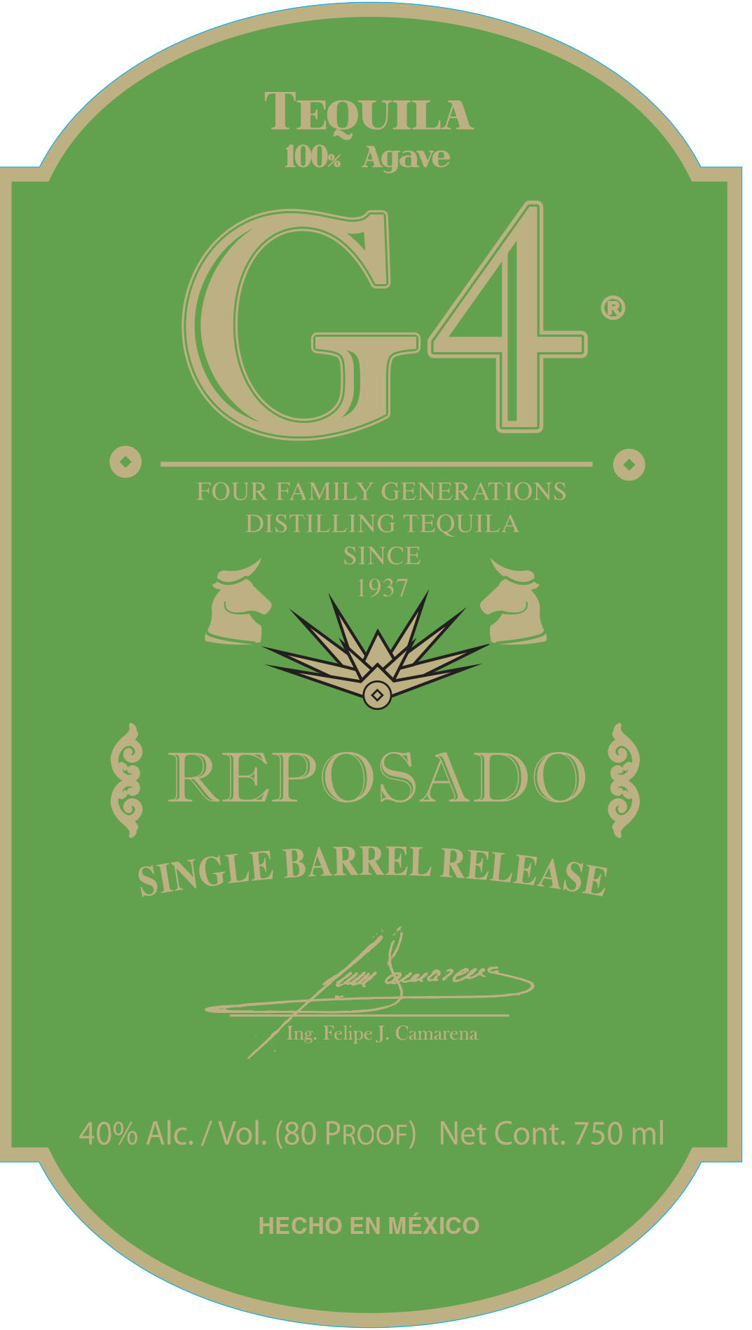 TABC label artwork for G4 Reposado Single Barrel Release