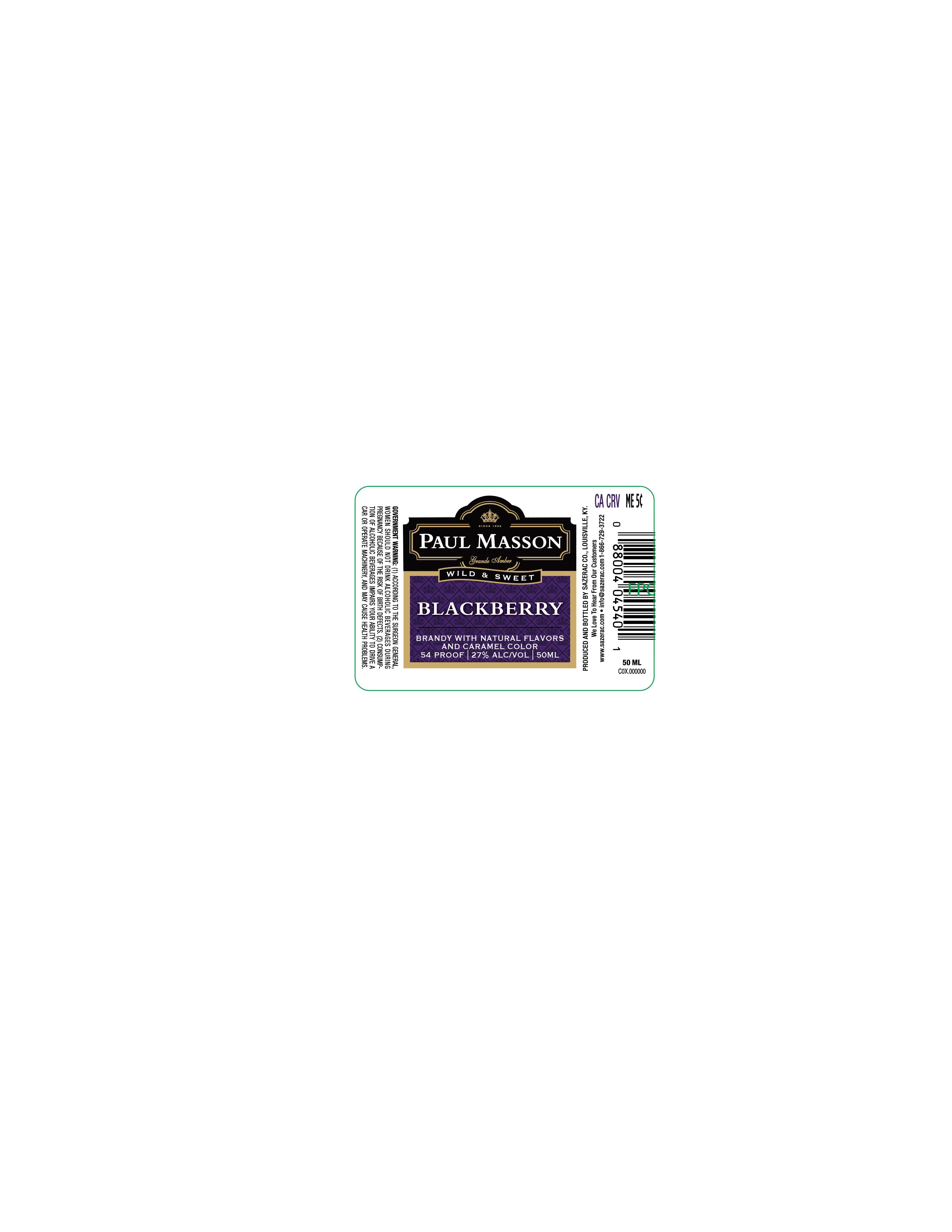 TABC label artwork for Paul Masson Blackberry 50ml