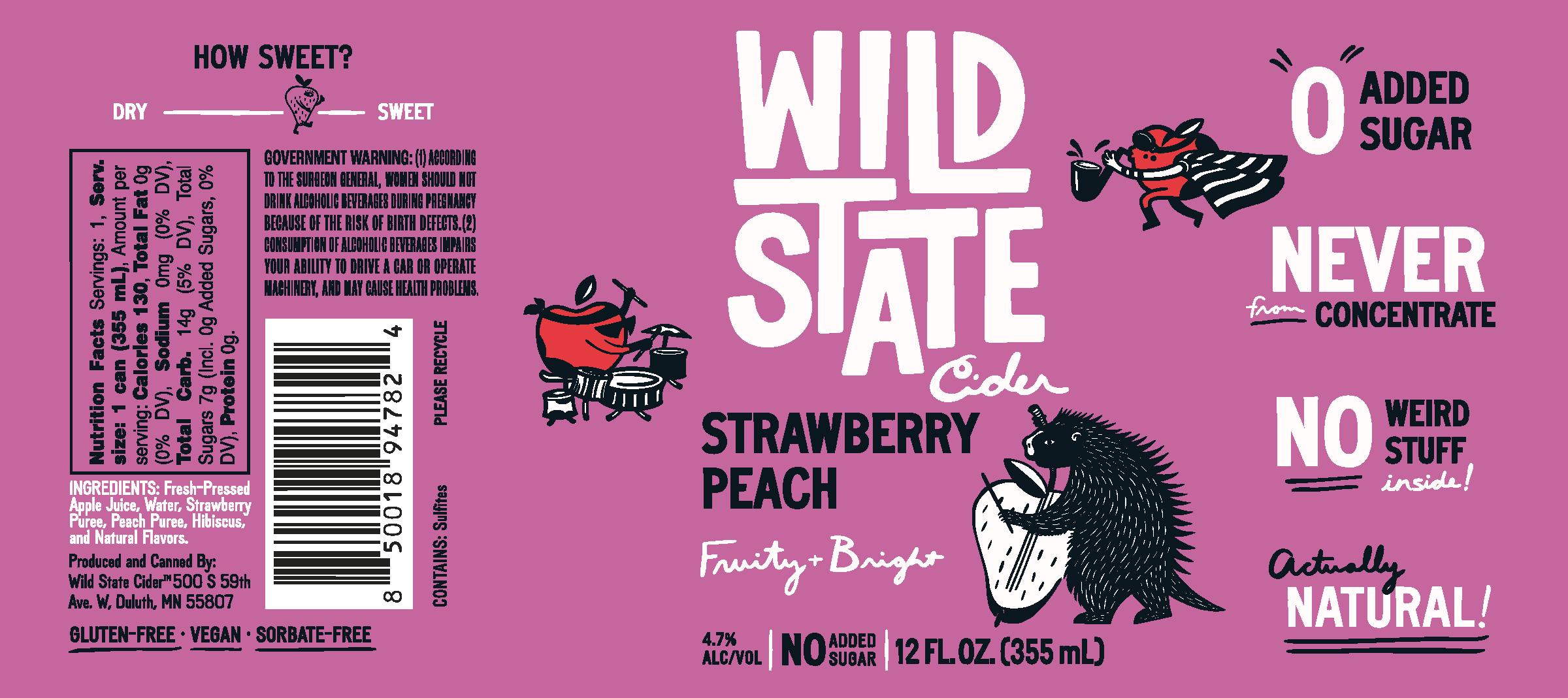 TABC label artwork for Wild State Cider Strawberry Peach