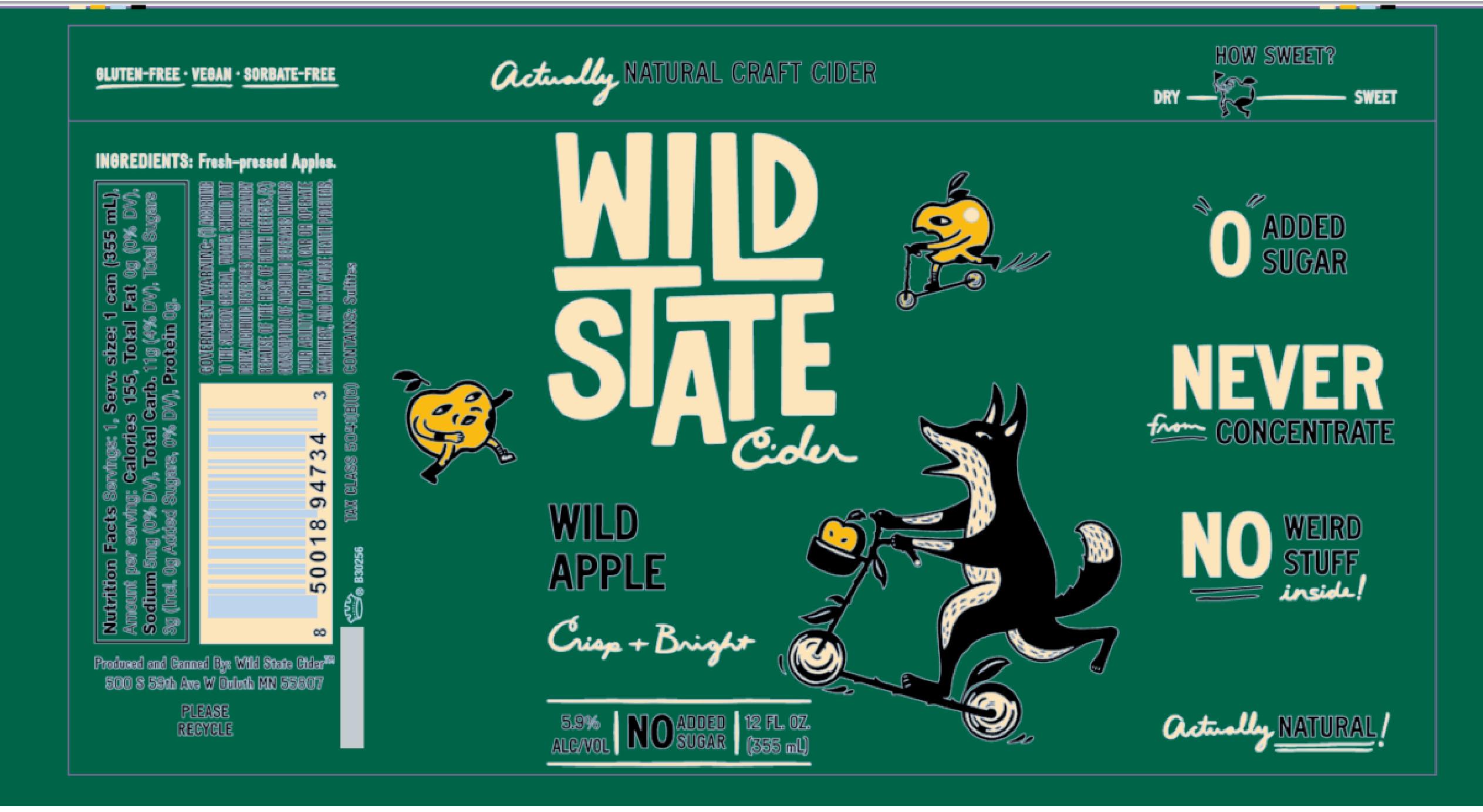 TABC label artwork for Wild State Cider Wild Apple