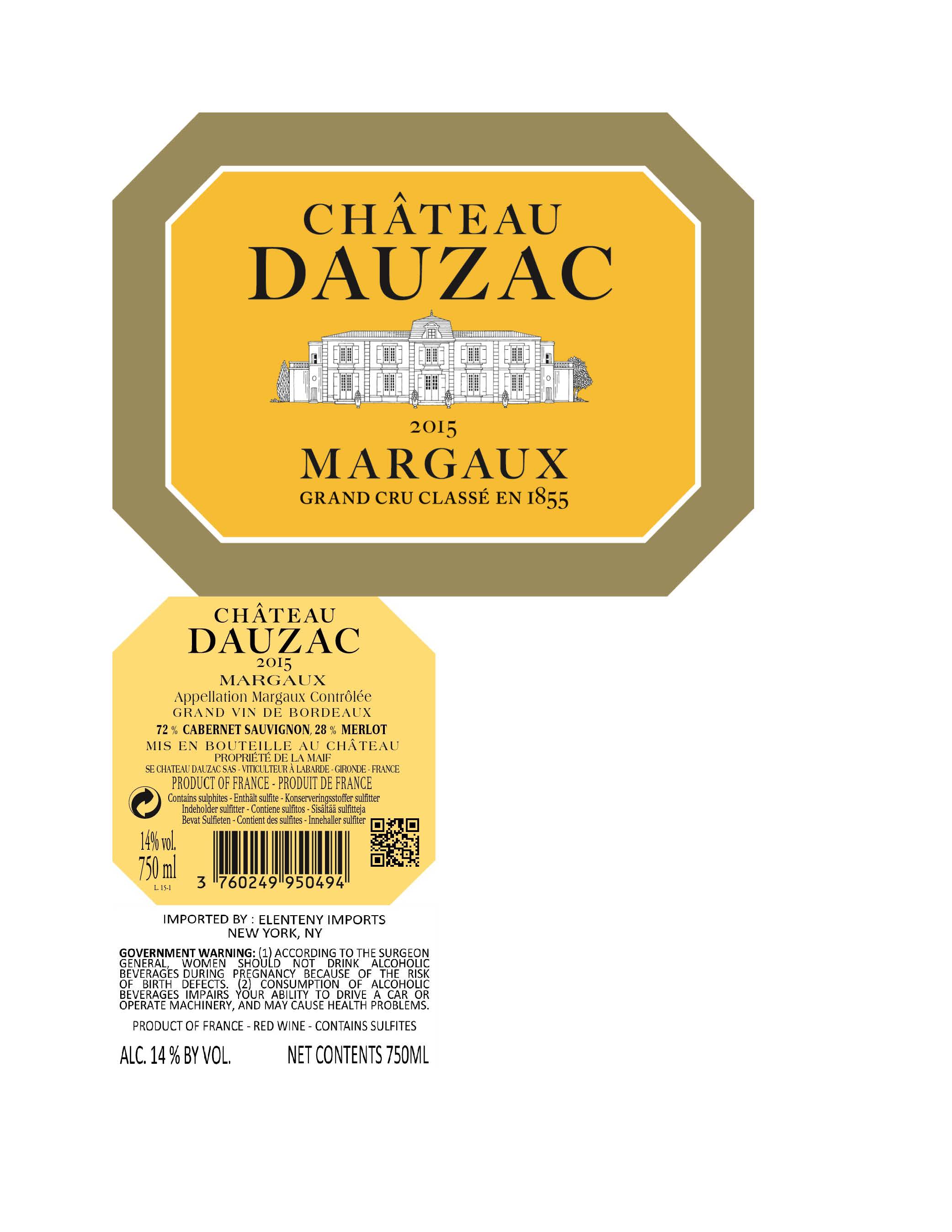 TABC label artwork for Chateau Dauzac
