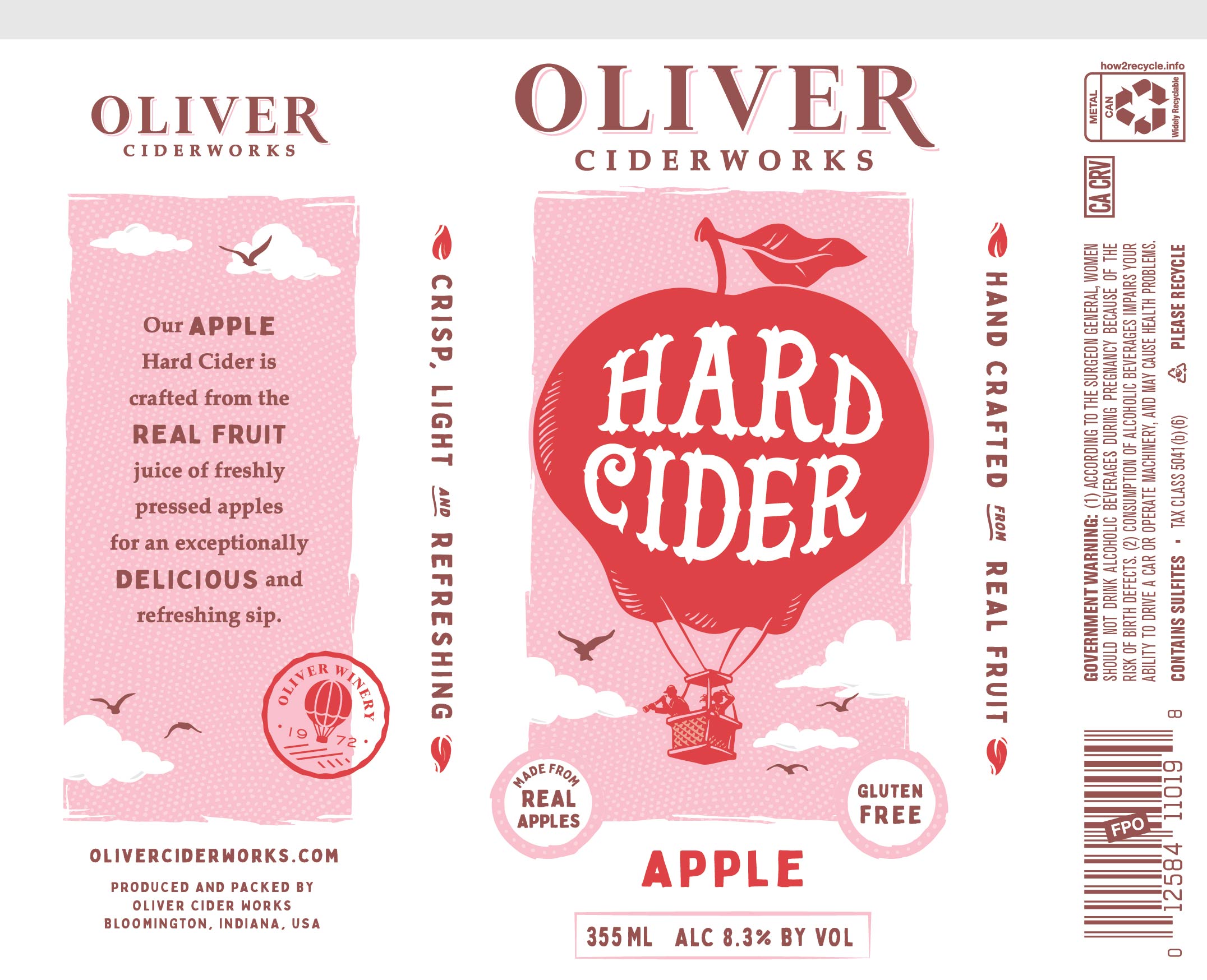 TABC label artwork for Oliver Cider Works Apple Hard Cider