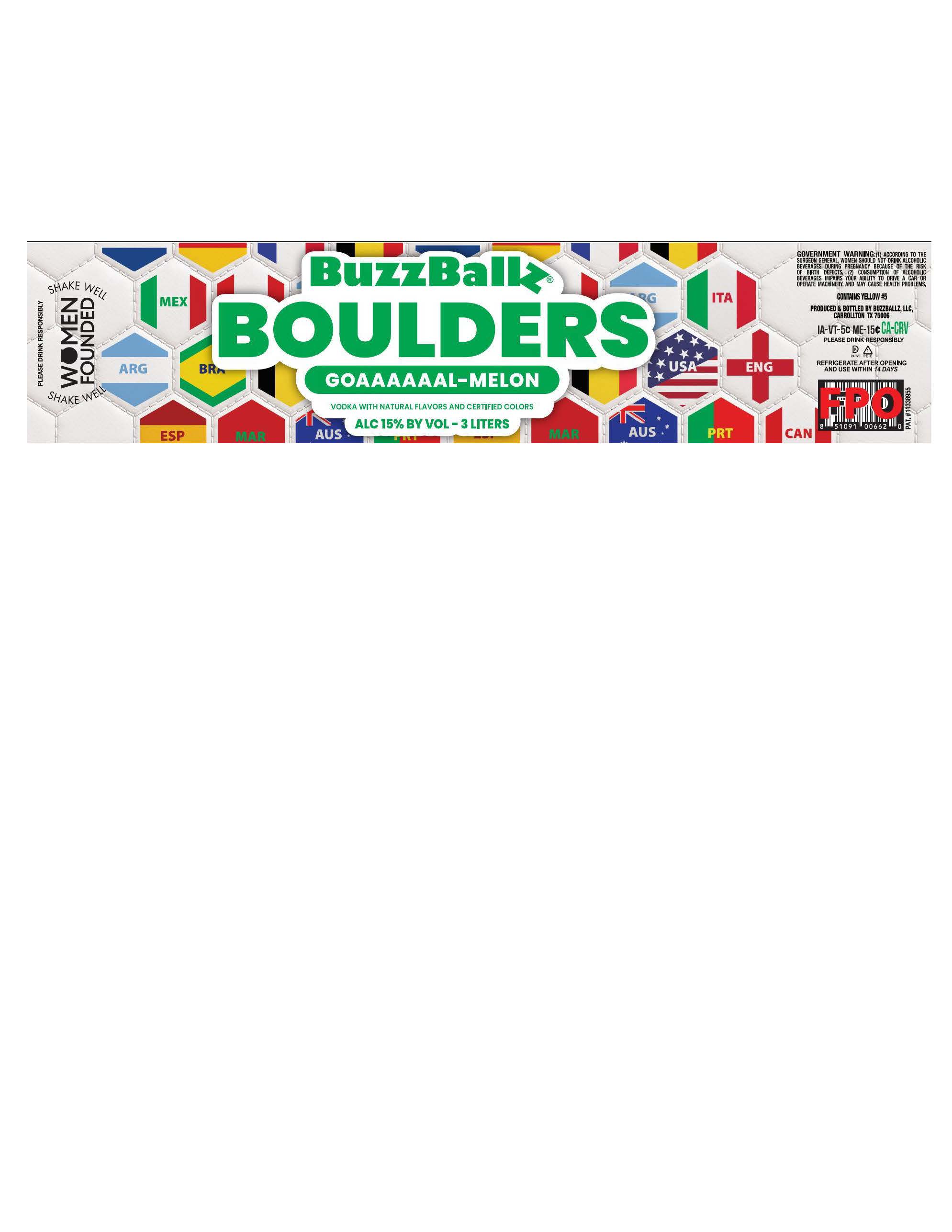 TABC label artwork for BuzzBallz Boulders Goaaaaaal-Melon 3L