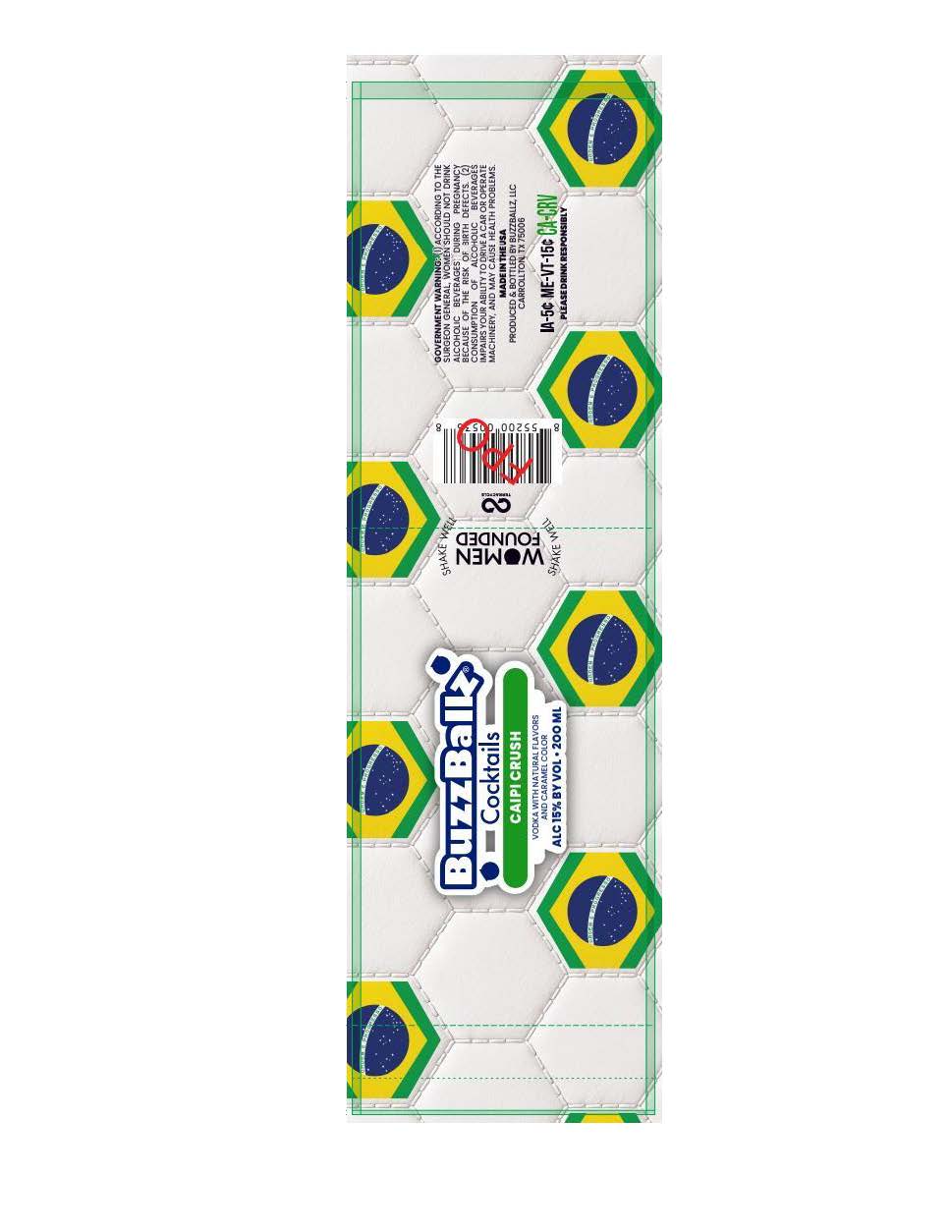 TABC label artwork for BuzzBallz Cocktails Caipi Crush 200ml