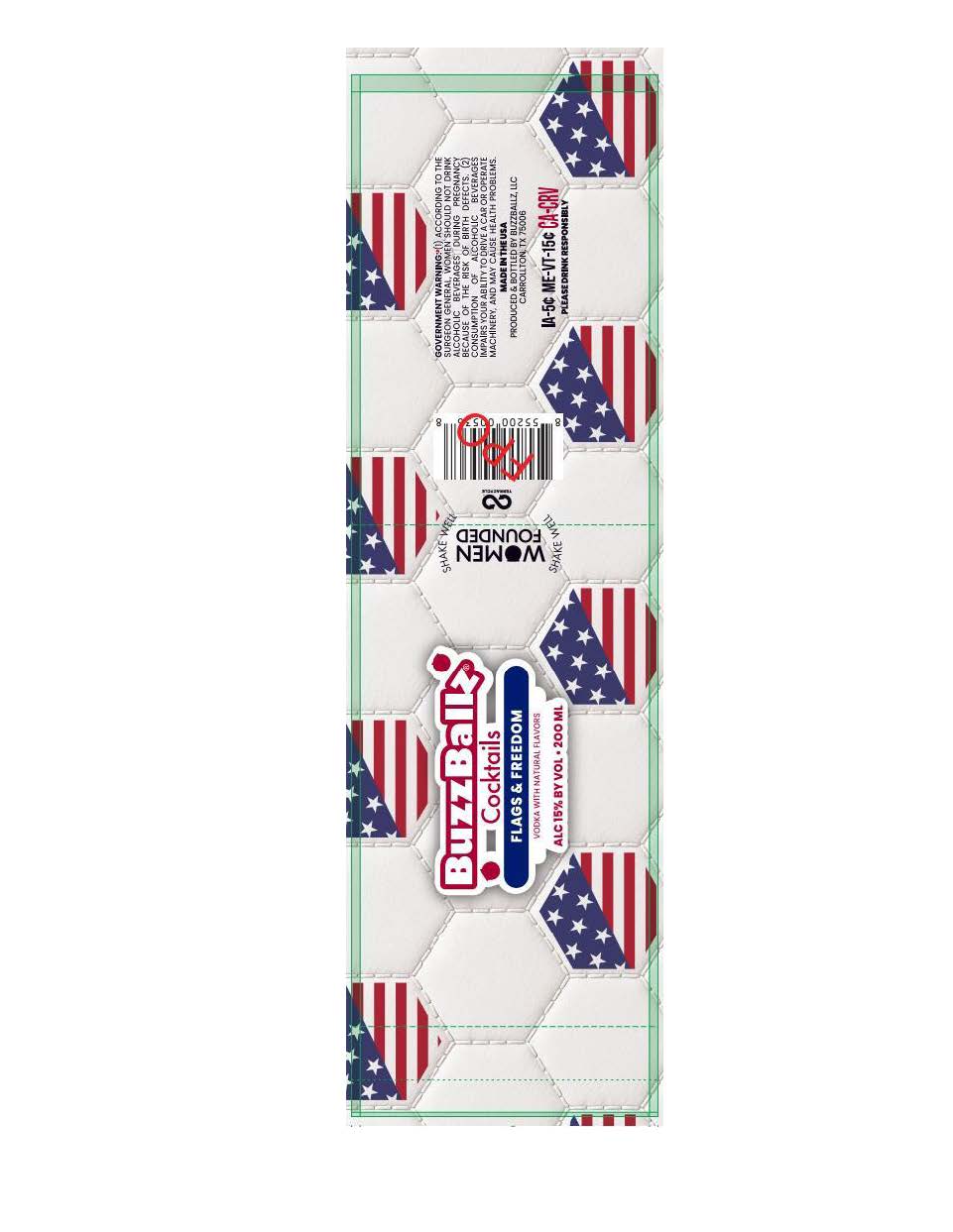 TABC label artwork for BuzzBallz Cocktails Flags & Freedom 200ml