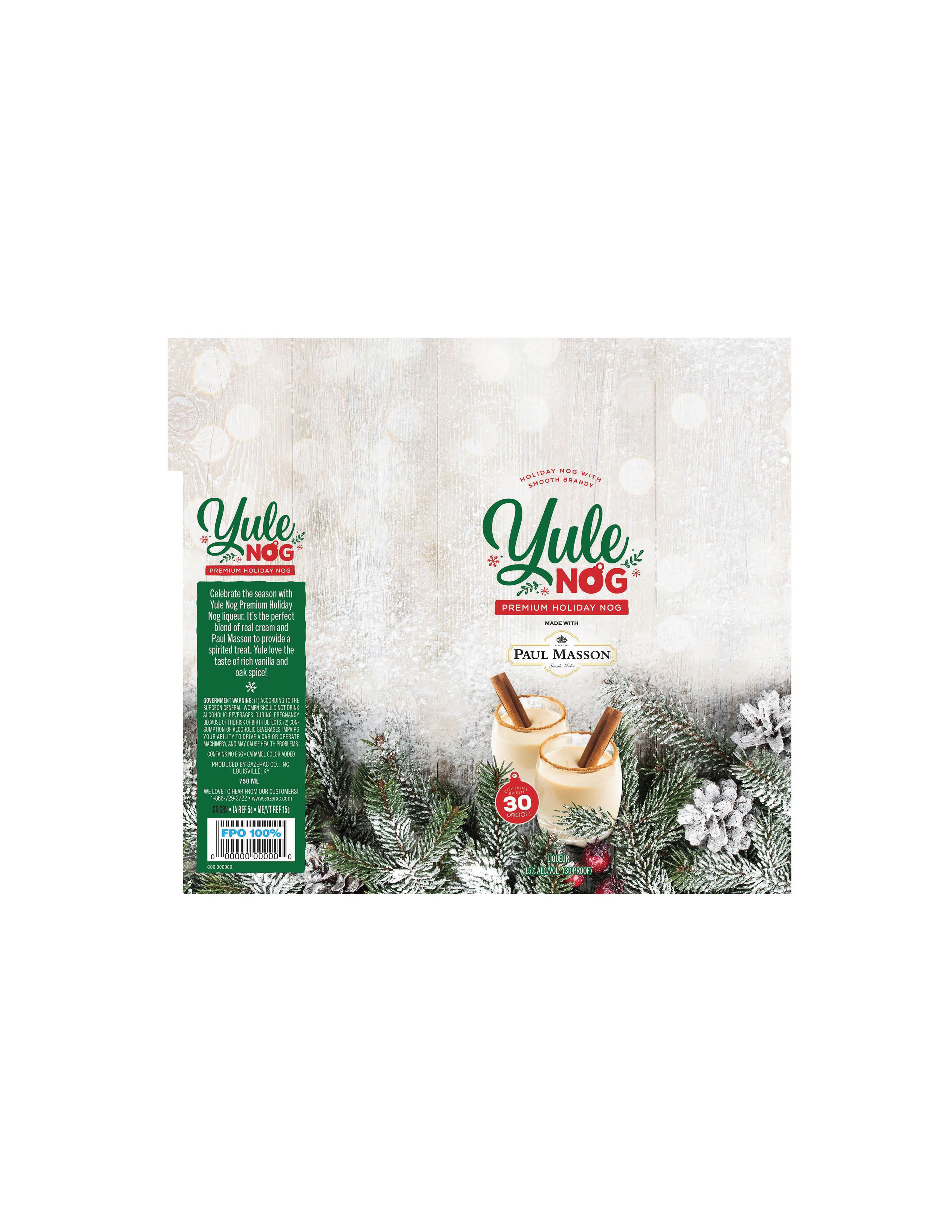 TABC label artwork for Yule Nog Premium Holiday Nog Paul Masson