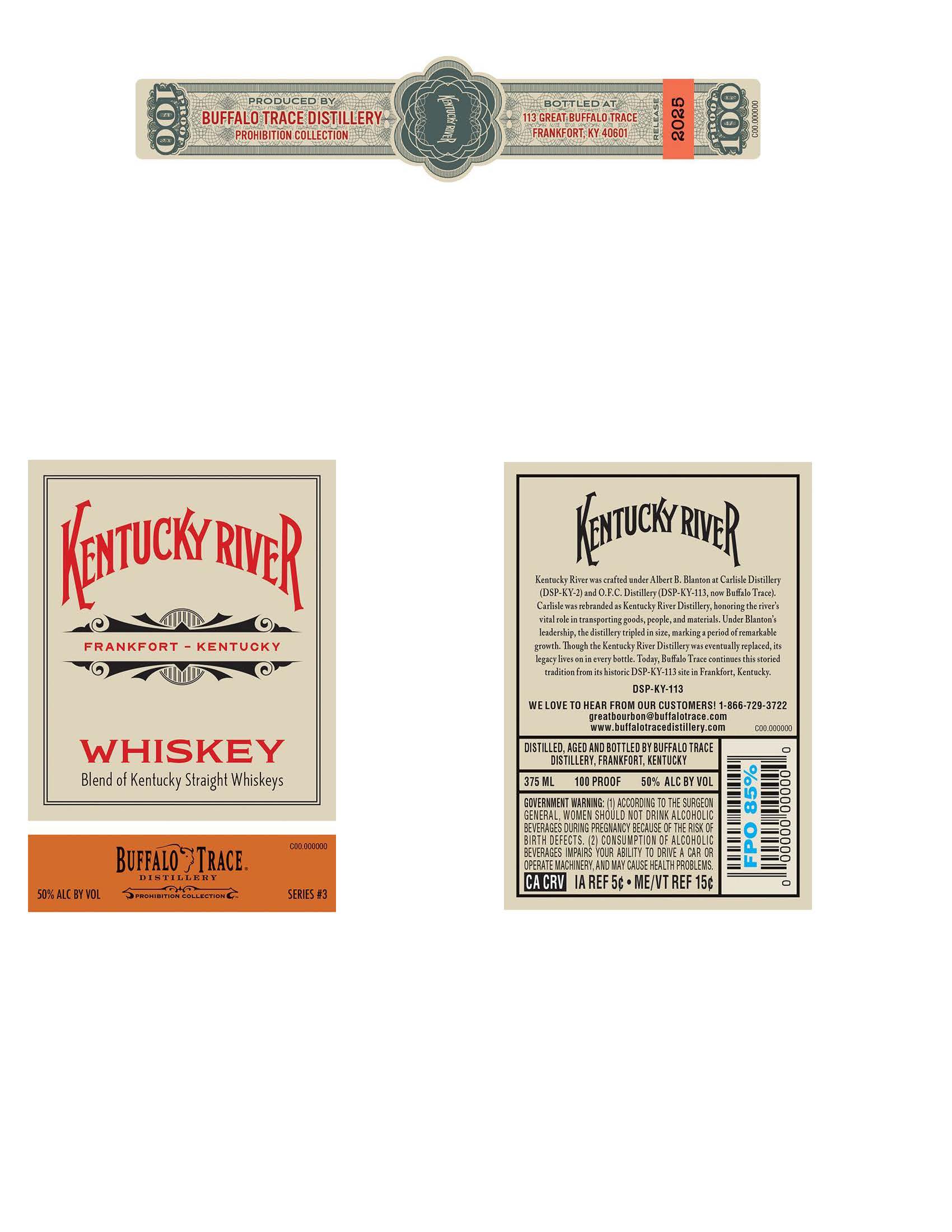 TABC label artwork for Kentucky River Whiskey | Prohibition Collection #3