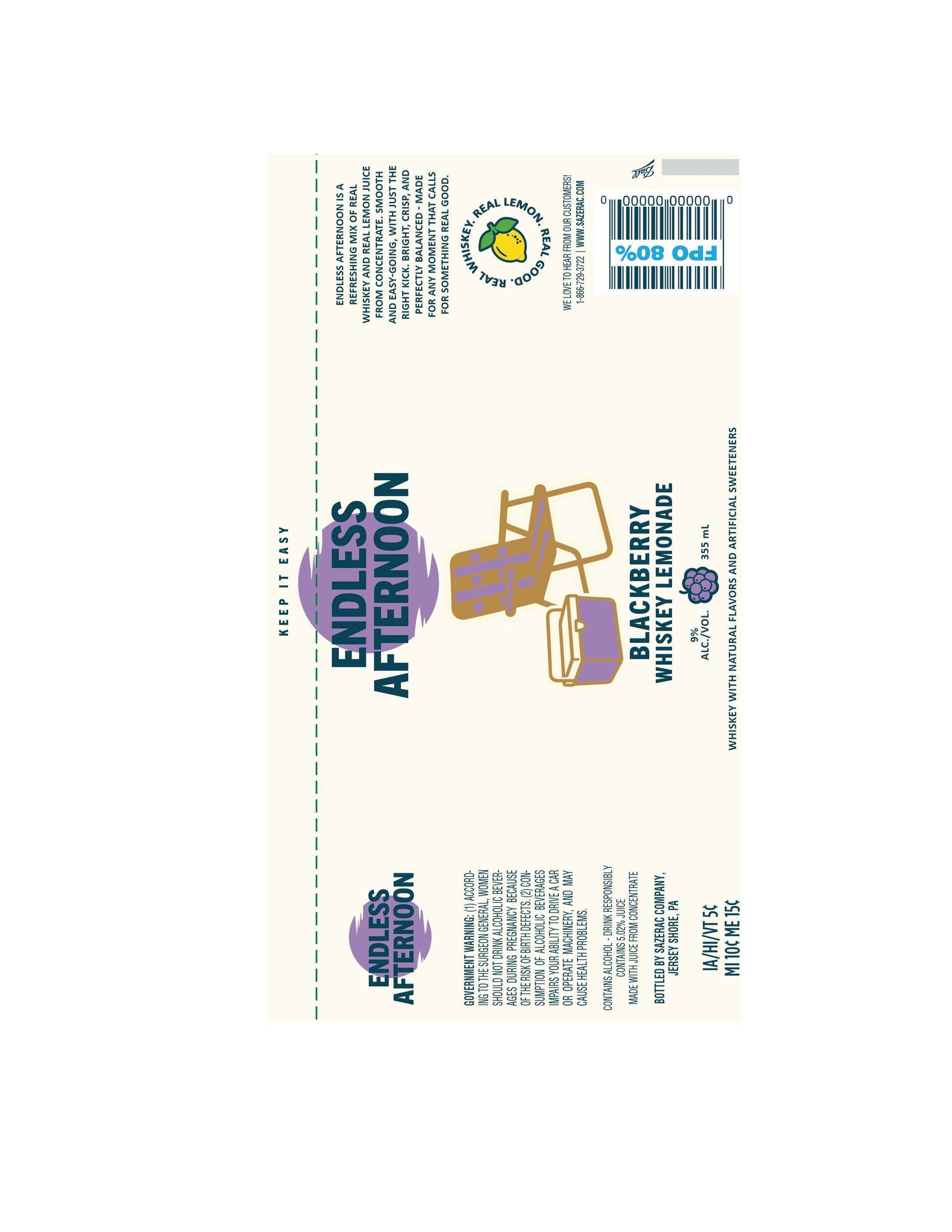 TABC label artwork for Endless Afternoon Blackberry Whiskey Lemonade