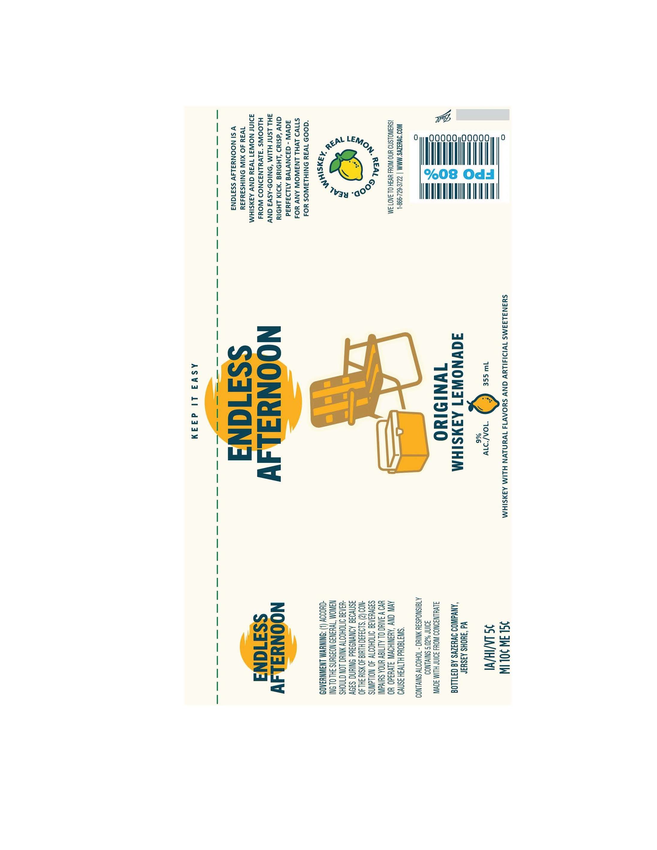 TABC label artwork for Endless Afternoon Original Whiskey Lemonade