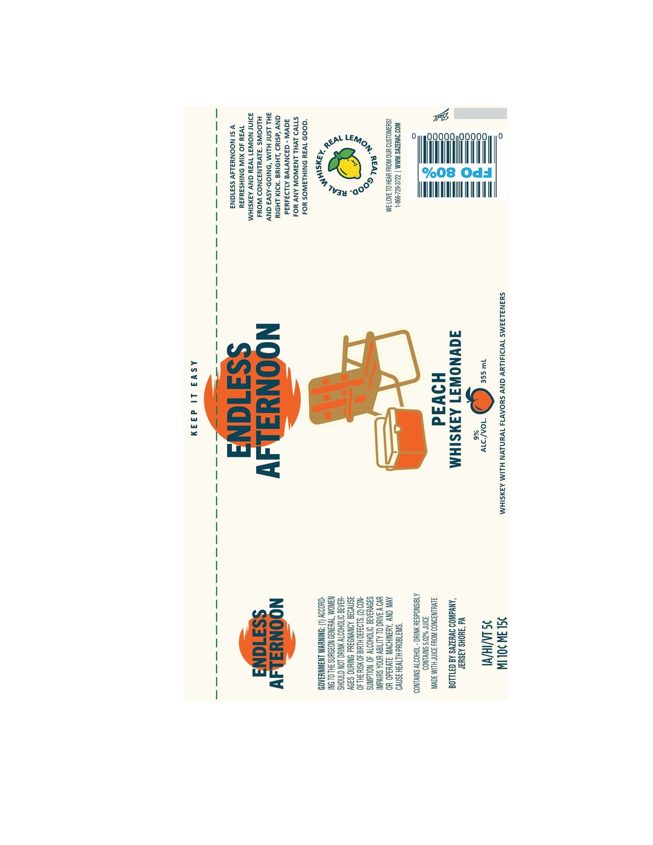 TABC label artwork for Endless Afternoon Peach Whiskey Lemonade