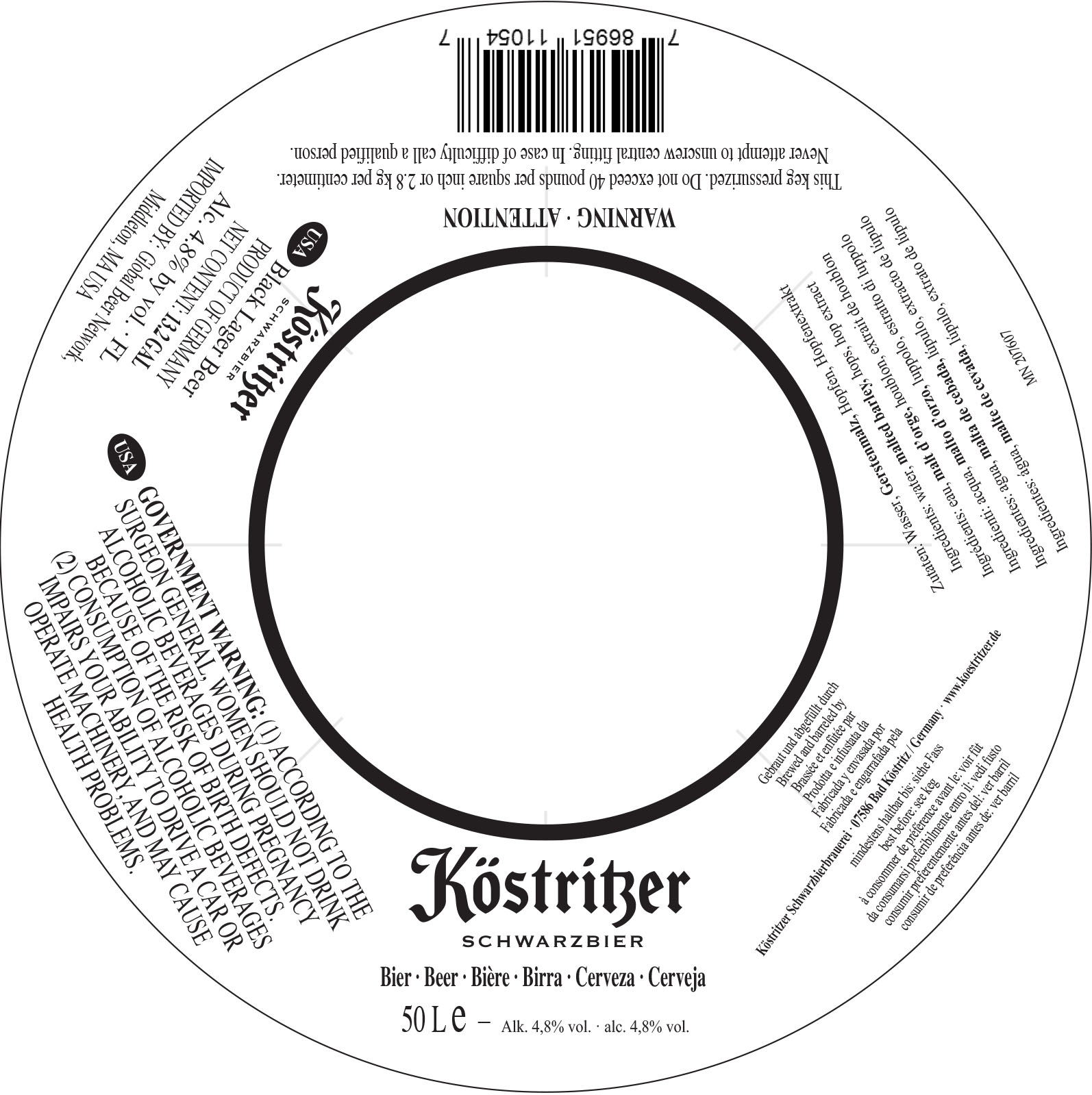 TABC label artwork for KÖSTRITZER SCHWARZBIER