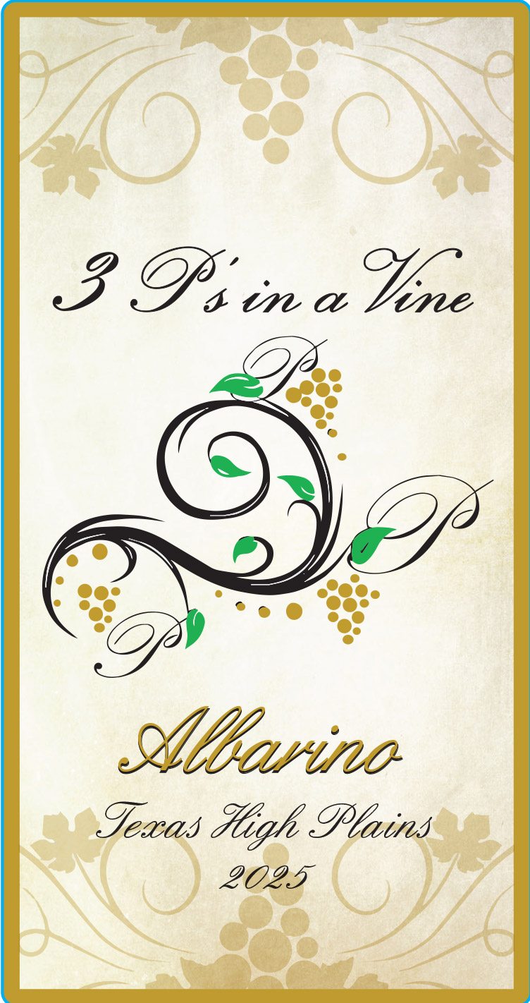 TABC label artwork for 3 P's in a Vine - Albarino