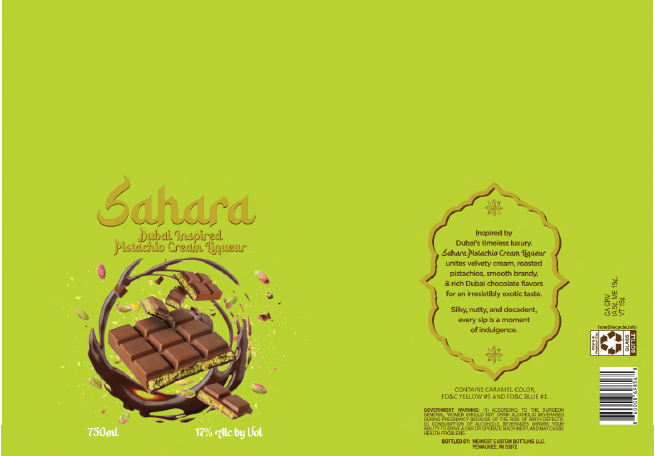 TABC label artwork for SAHARA CREAM LIQUEUR PISTACHIO