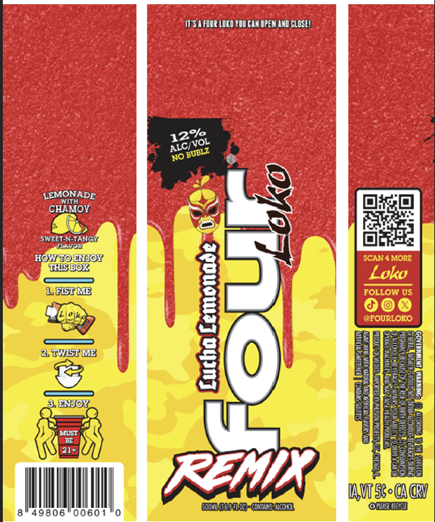 TABC label artwork for FOUR LOKO REMIX - LUCHA LEMONADE
