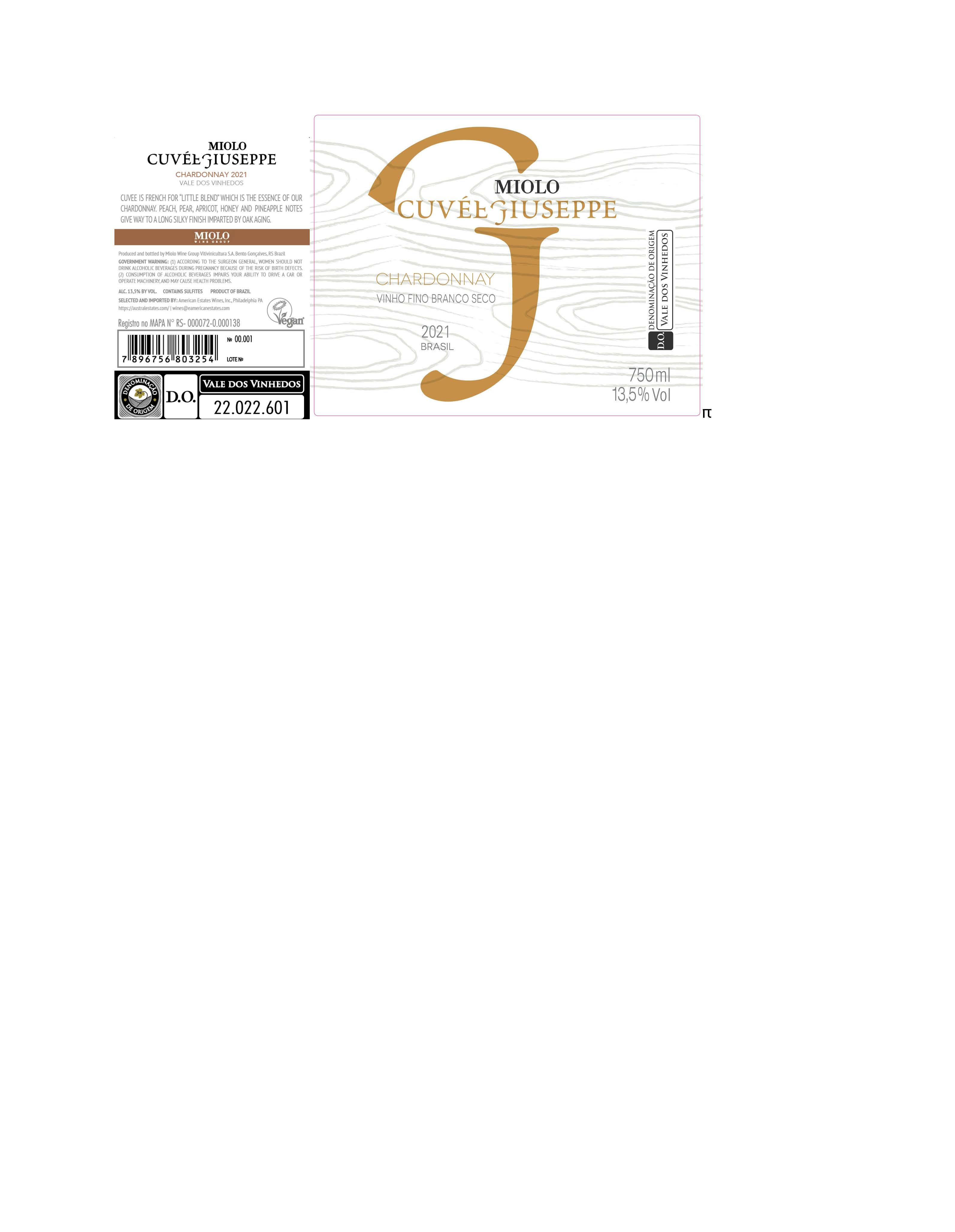 TABC label artwork for Miolo Giuseppe Chardonnay