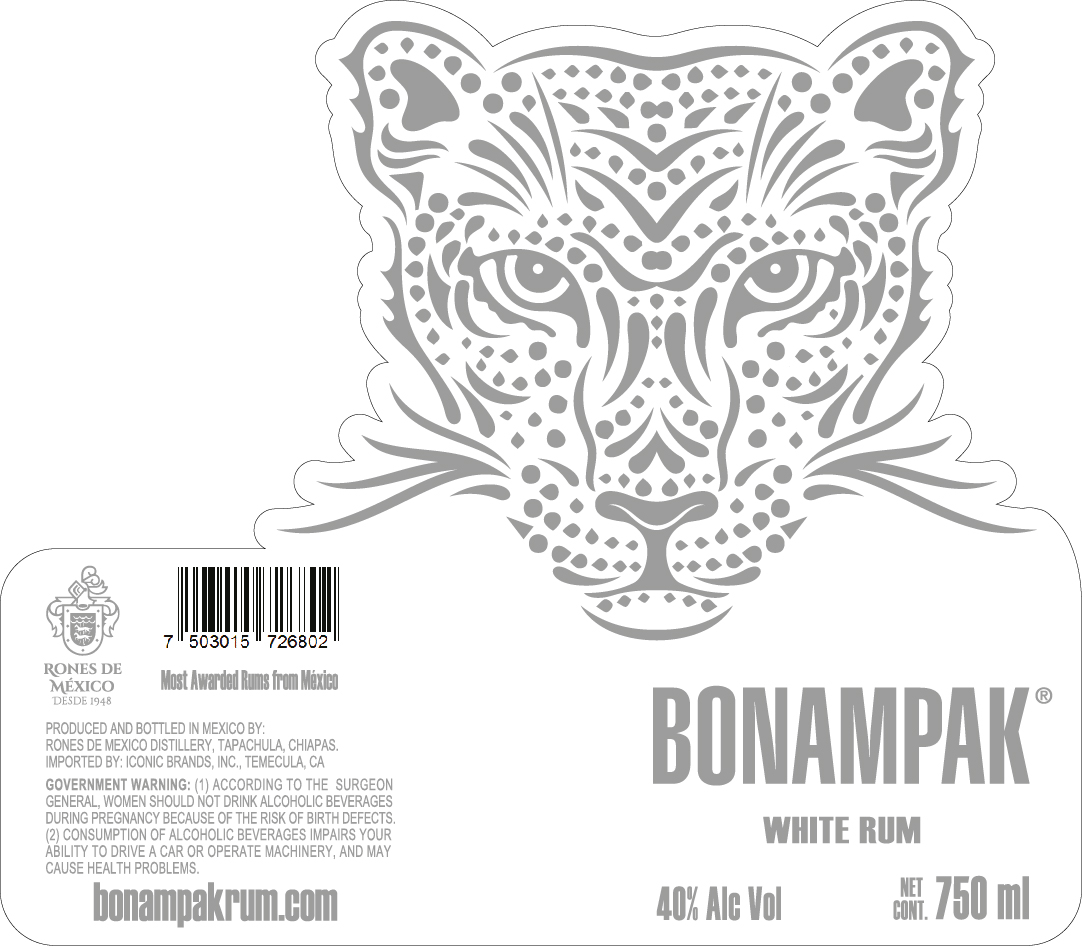 TABC label artwork for Bonampak White Rum