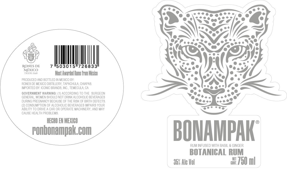 TABC label artwork for Bonampak Botanical Rum