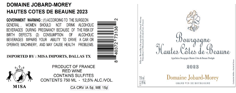 TABC label artwork for DOMAINE JOBARD-MOREY HAUTES COTES DE BEAUNE