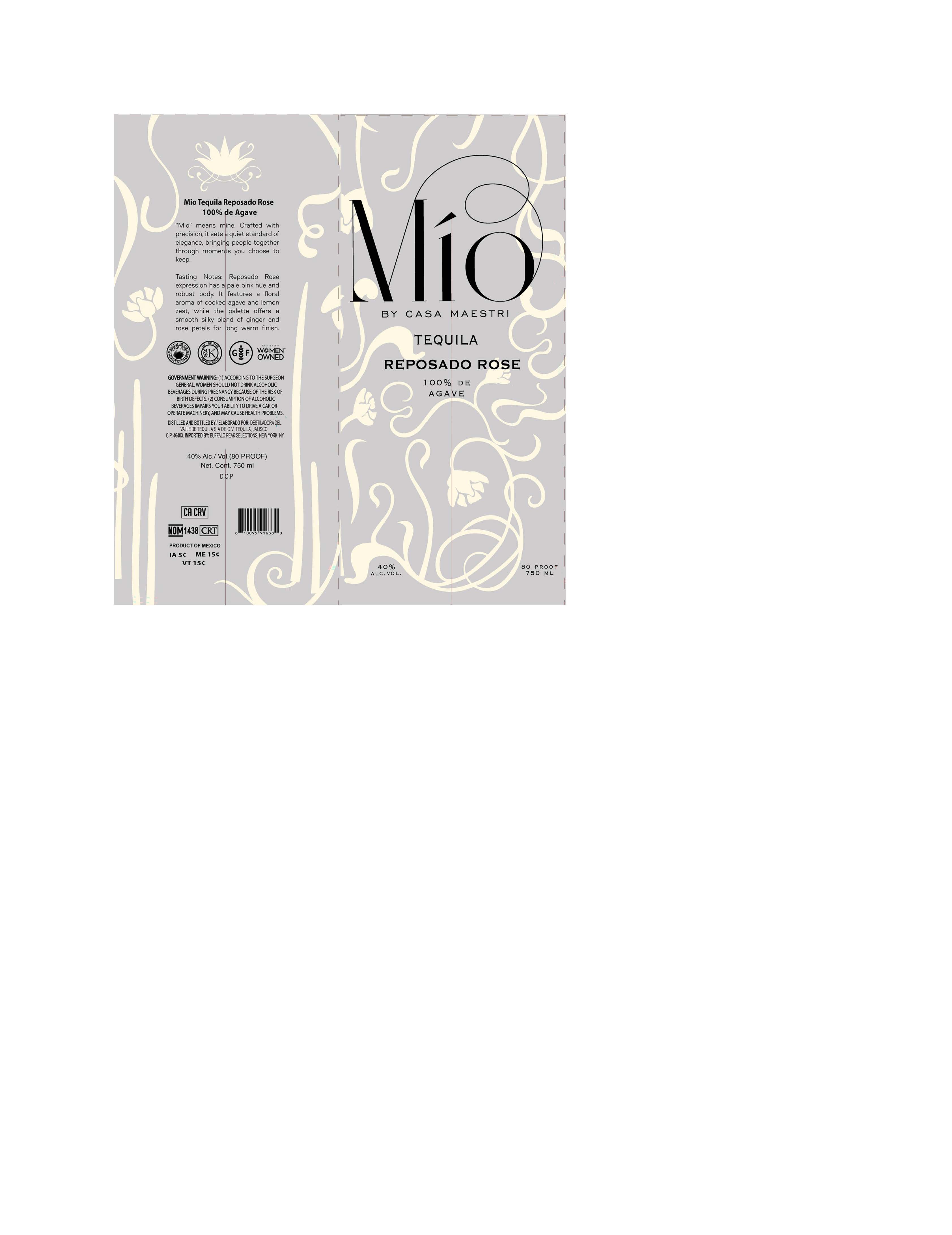 TABC label artwork for Mio Rose Reposado