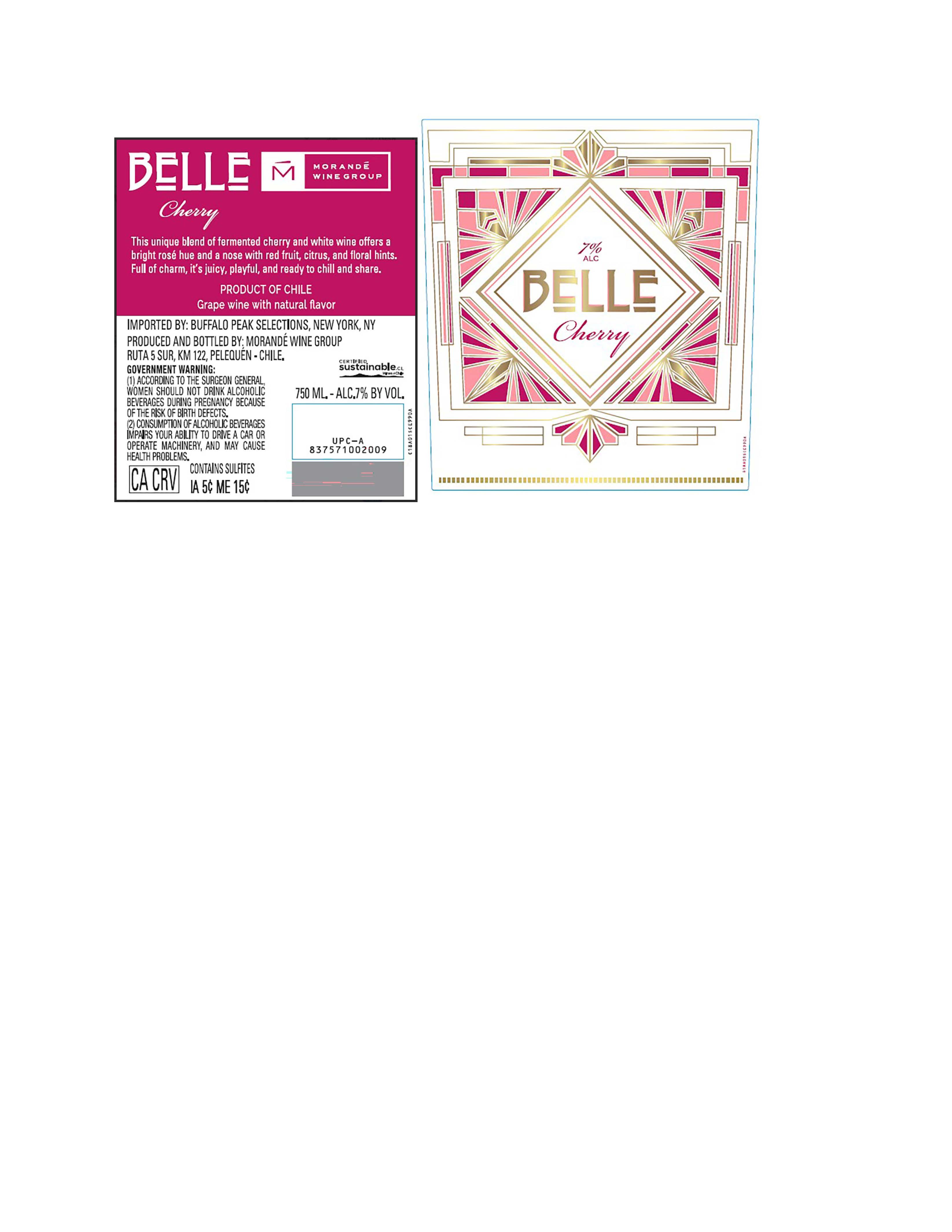 TABC label artwork for Belle Morande Wine Group Cherry Sauvignon Blanc