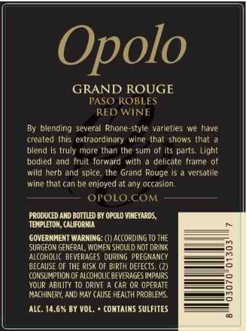 TABC label artwork for Opolo Grand Rouge
