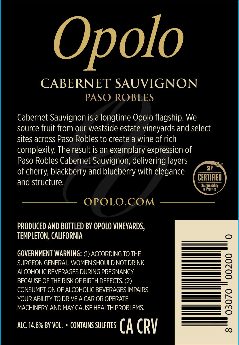 TABC label artwork for Opolo Cabernet Sauvignon