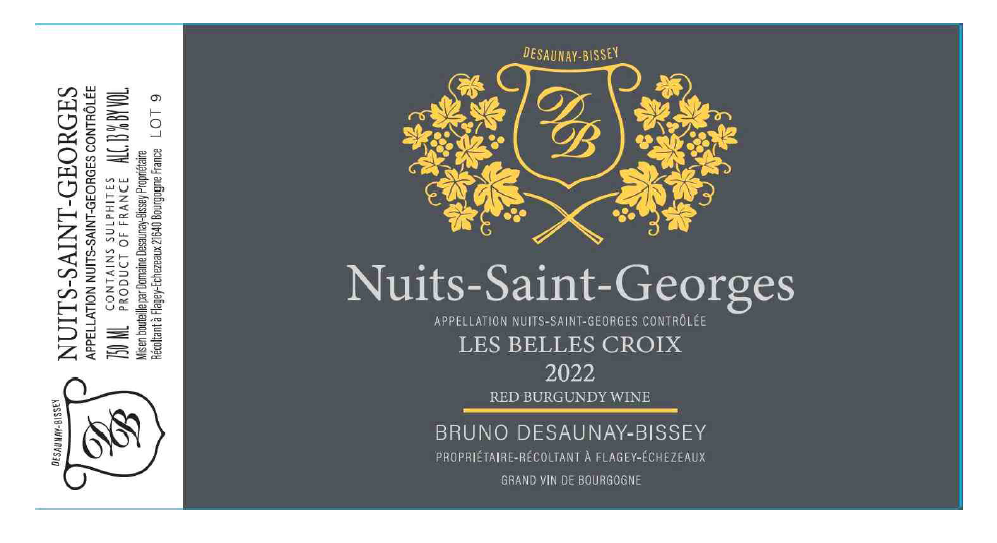 TABC label artwork for BRUNO DESAUNAY-BISSEY Nuits Saint Georges Les Belles Croix
