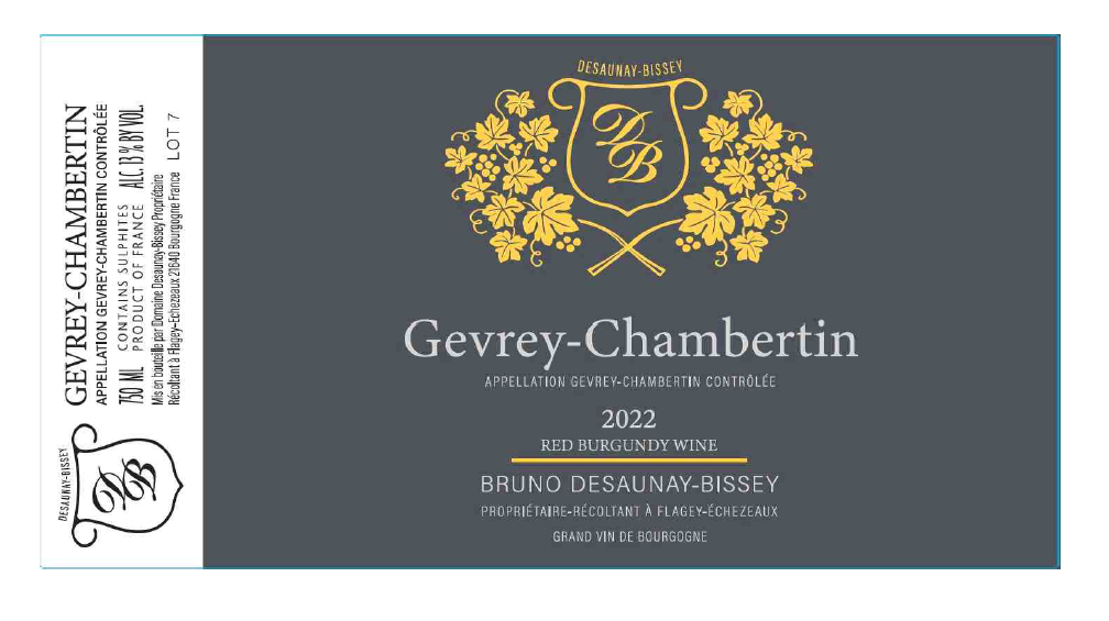 TABC label artwork for BRUNO DESAUNAY-BISSEY Gevry-Chambertin Red