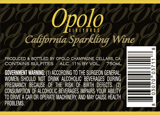 TABC label artwork for Opolo Sparkling