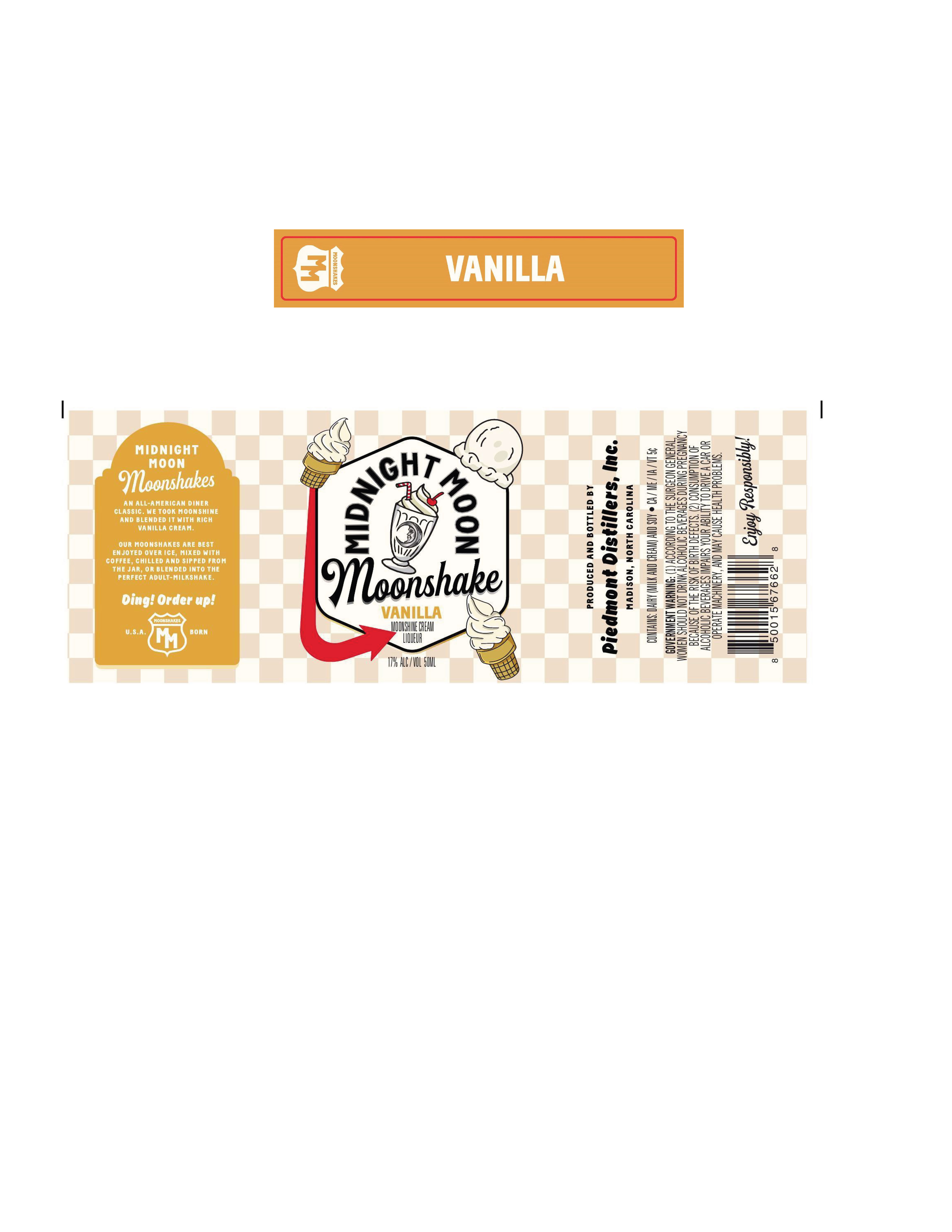 TABC label artwork for Midnight Moon Vanilla Moonshake
