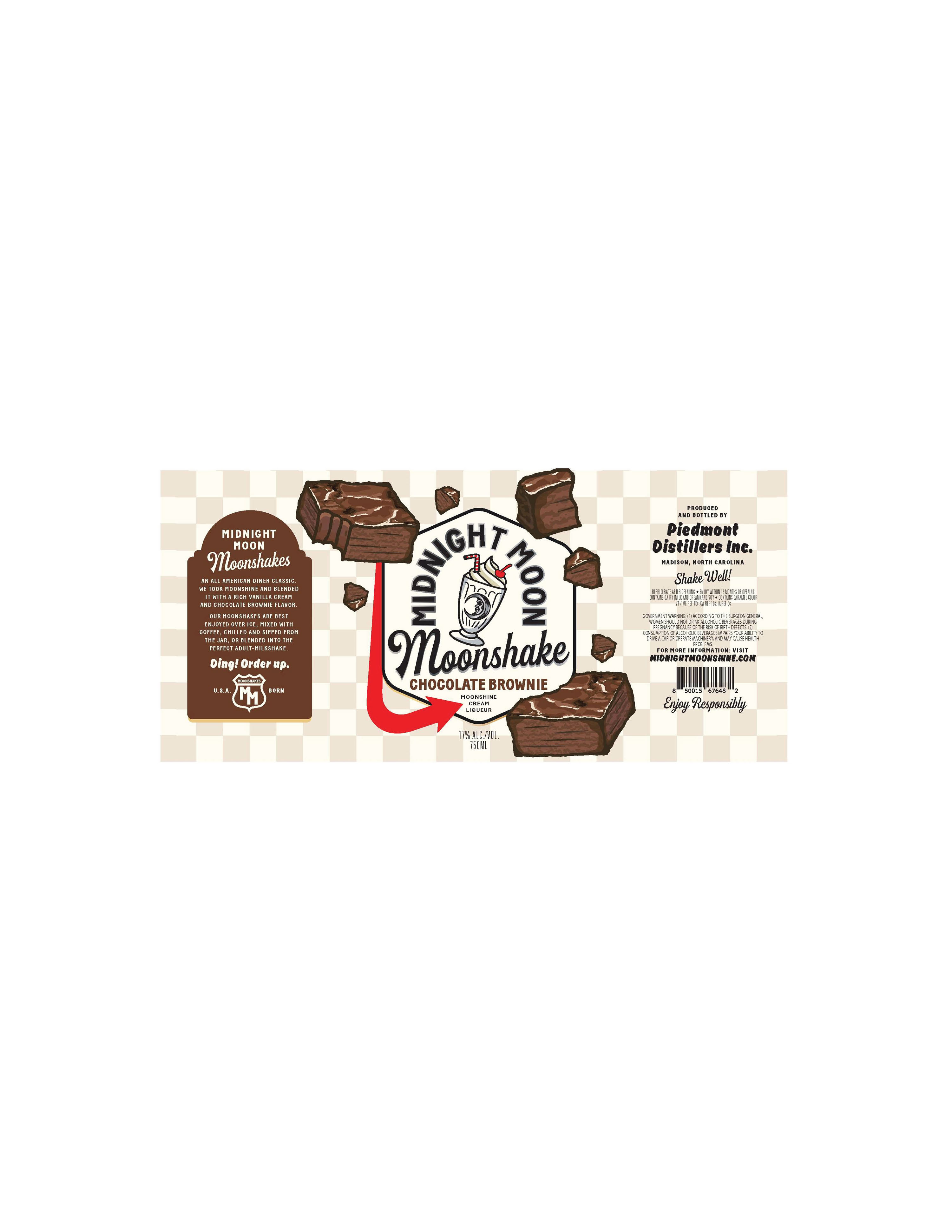 TABC label artwork for Midnight Moon Chocolate Brownie Moonshake