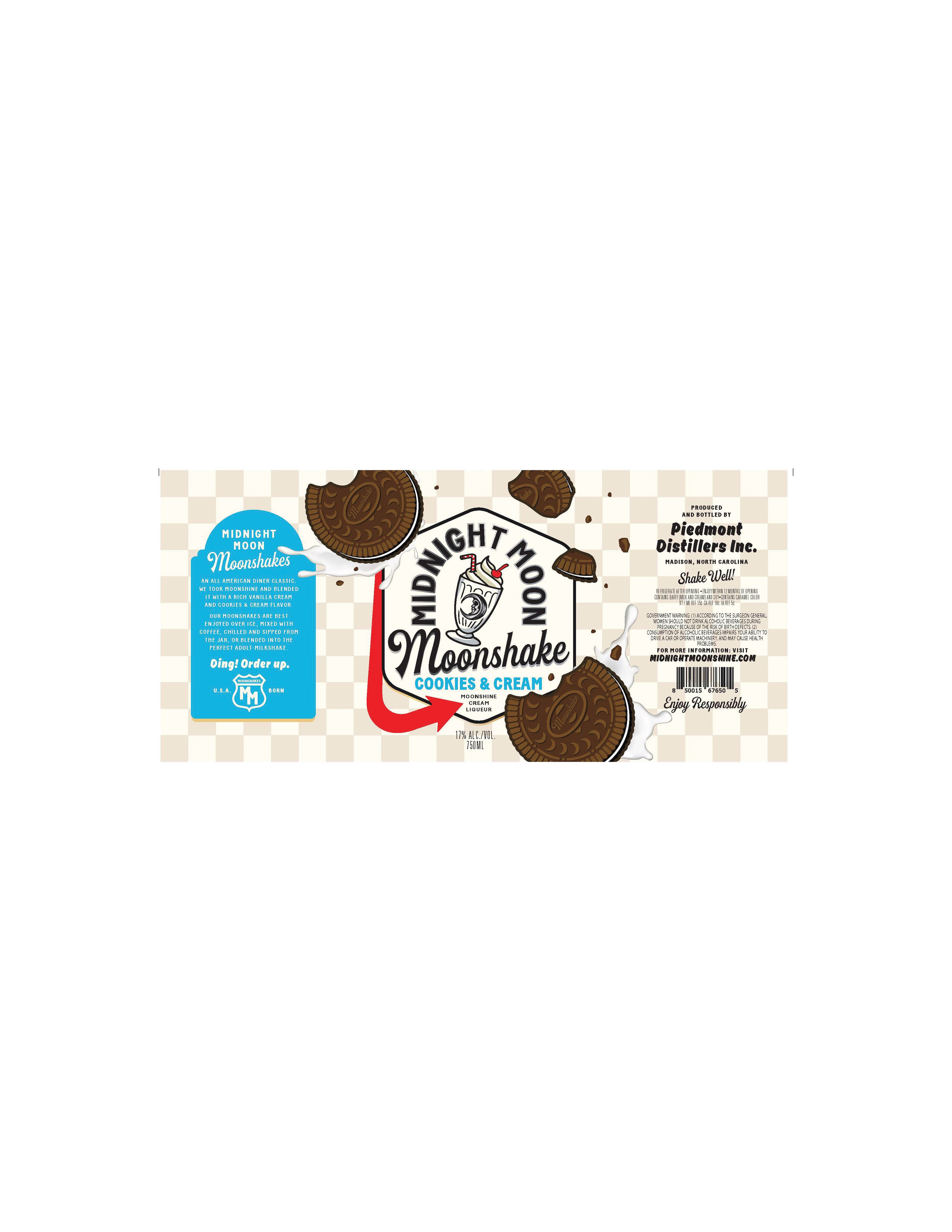 TABC label artwork for Midnight Moon Cookies & Cream Moonshake