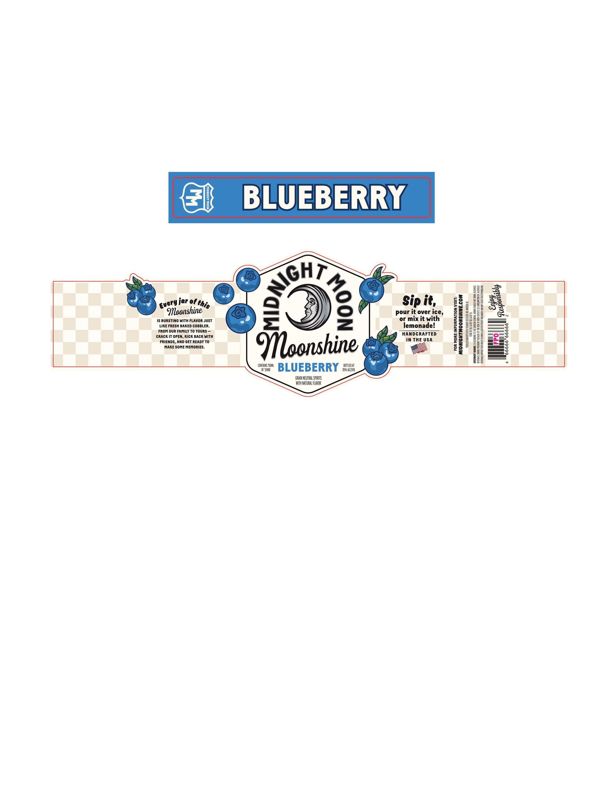 TABC label artwork for Midnight Moon Blueberry Moonshine